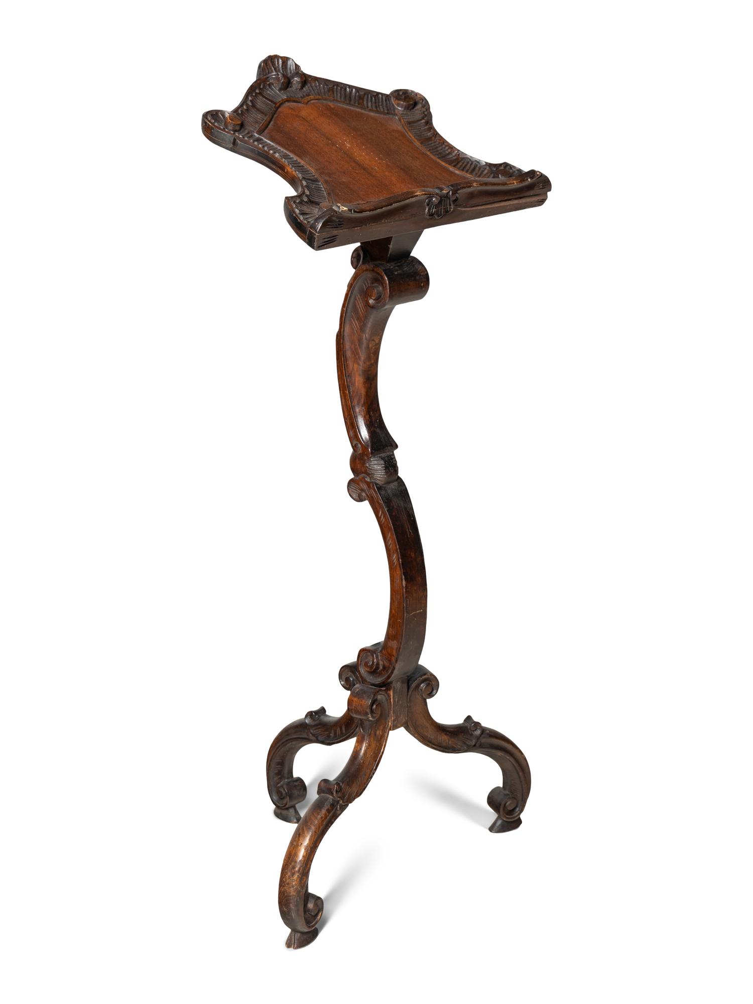 A Venetian Carved Walnut Music Stand