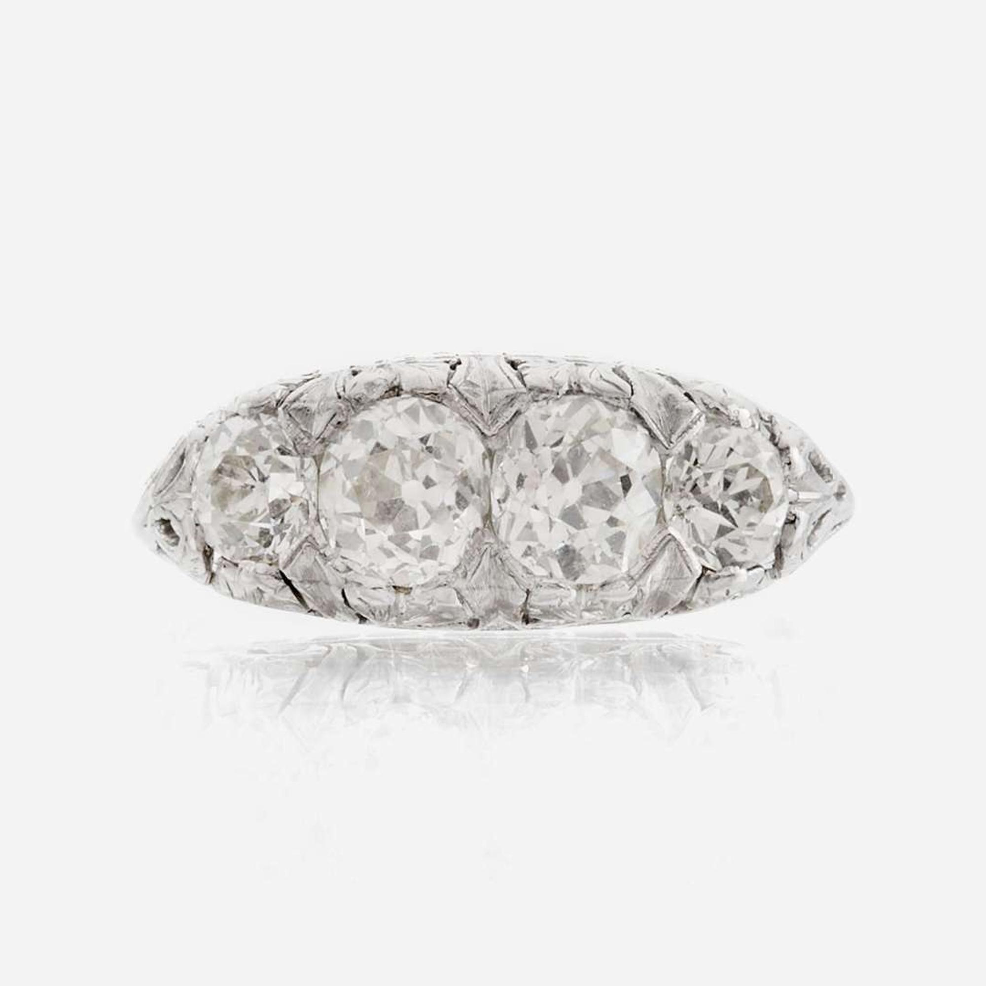 An antique diamond and platinum ring