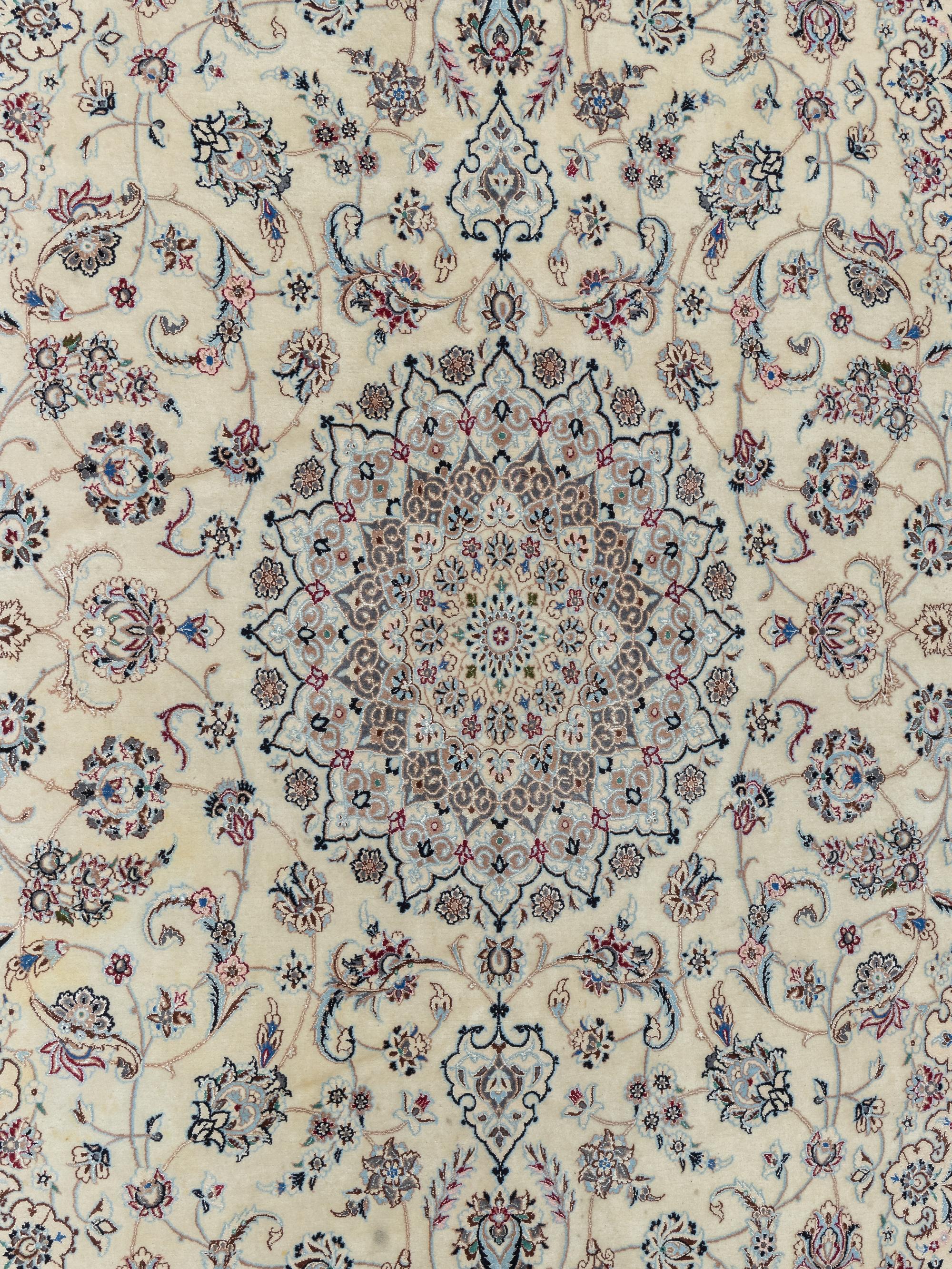 A Nain Silk and Wool Blend Rug