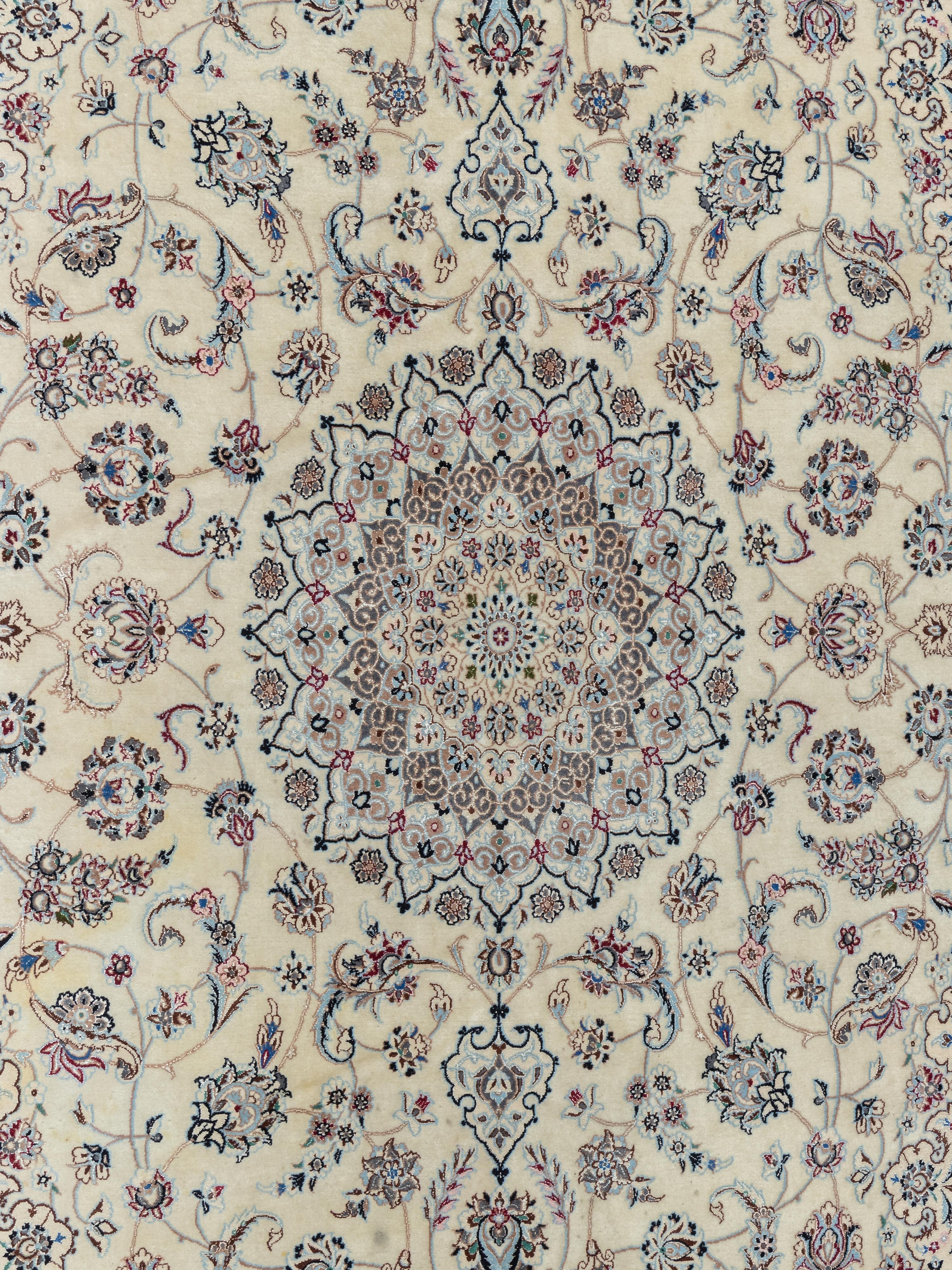A Nain Silk and Wool Blend Rug