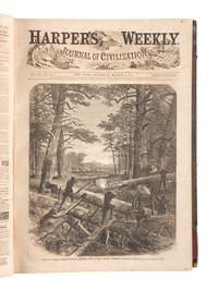 [CIVIL WAR]. Harper's Weekly. 305 issues in 6 bound volumes. New York: Harper & Brothers, 1860-1865.