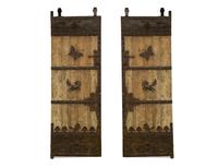 A Pair of Continental Iron Mounted Weathered Oak Doors — 19th Century