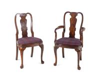 A Set of Eight George I Style Walnut Dining Chairs