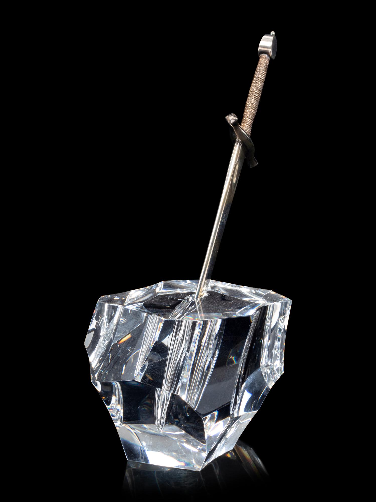 A Steuben Glass and Silver Excalibur Letter Opener