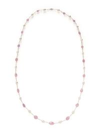CULTURED PEARL, PINK SAPPHIRE, AND DIAMOND NECKLACE