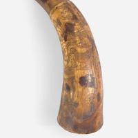 A carved and incised powder horn Pennsylvania, dated "1787"