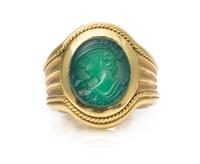 An 18 Karat Yellow Gold and Glass Intaglio Ring, 12.10 dwts.