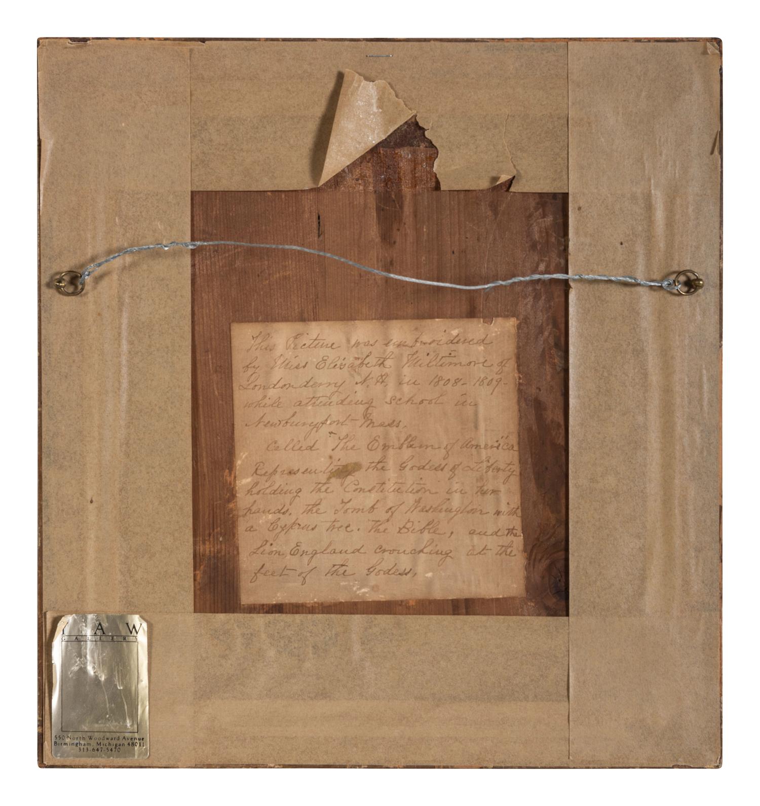 A Schoolgirl's Silkwork Embroidered Picture of 'The Emblem of America,' Wrought by Elisabeth Miltimore