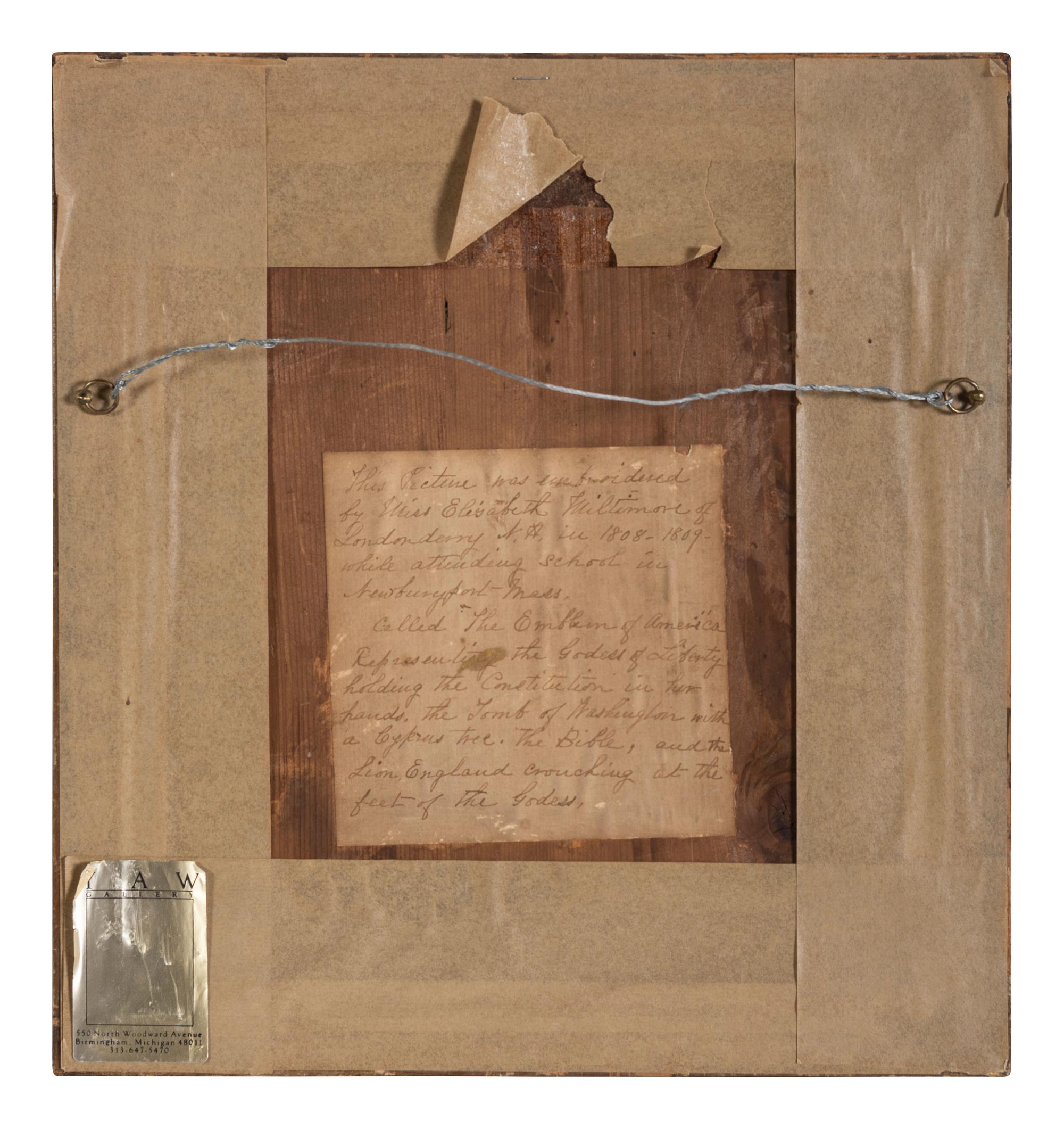 A Schoolgirl's Silkwork Embroidered Picture of 'The Emblem of America,' Wrought by Elisabeth Miltimore