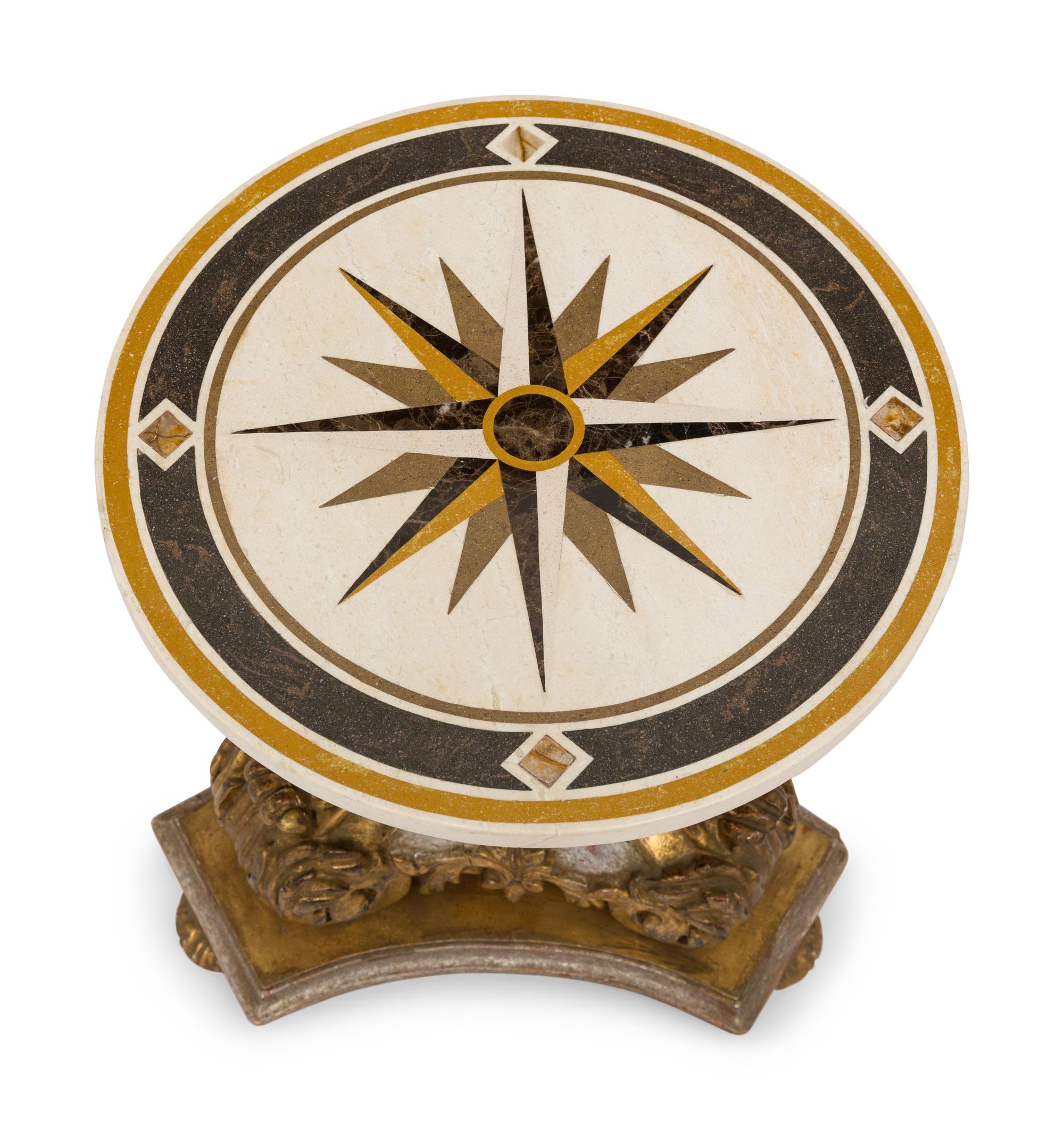 A Baroque Style Gilt and Silvered Side Table with Pietra Dura Top