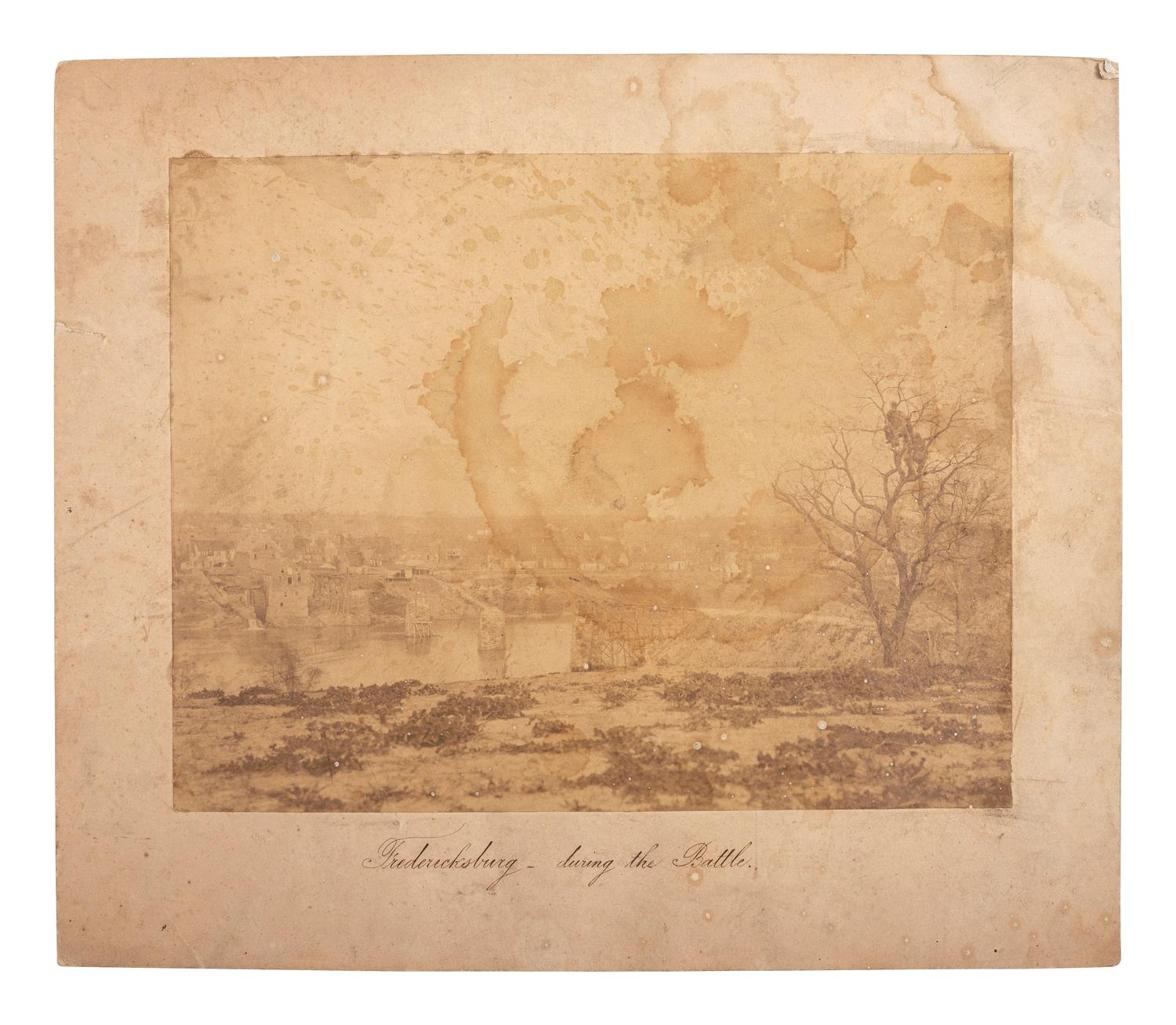 [CIVIL WAR]. Fredericksburg- during the Battle. Large format albumen photograph.