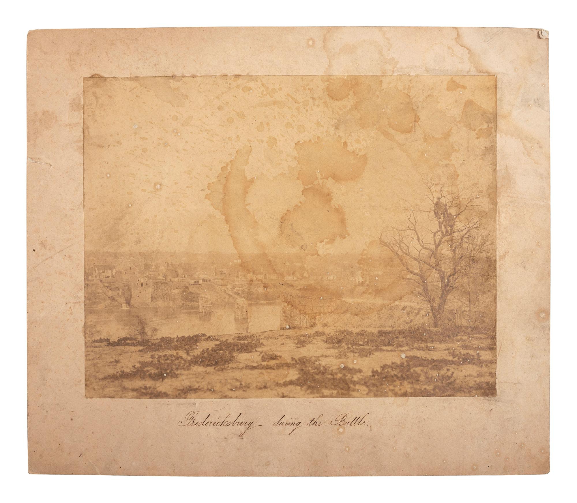 [CIVIL WAR]. Fredericksburg- during the Battle. Large format albumen photograph.