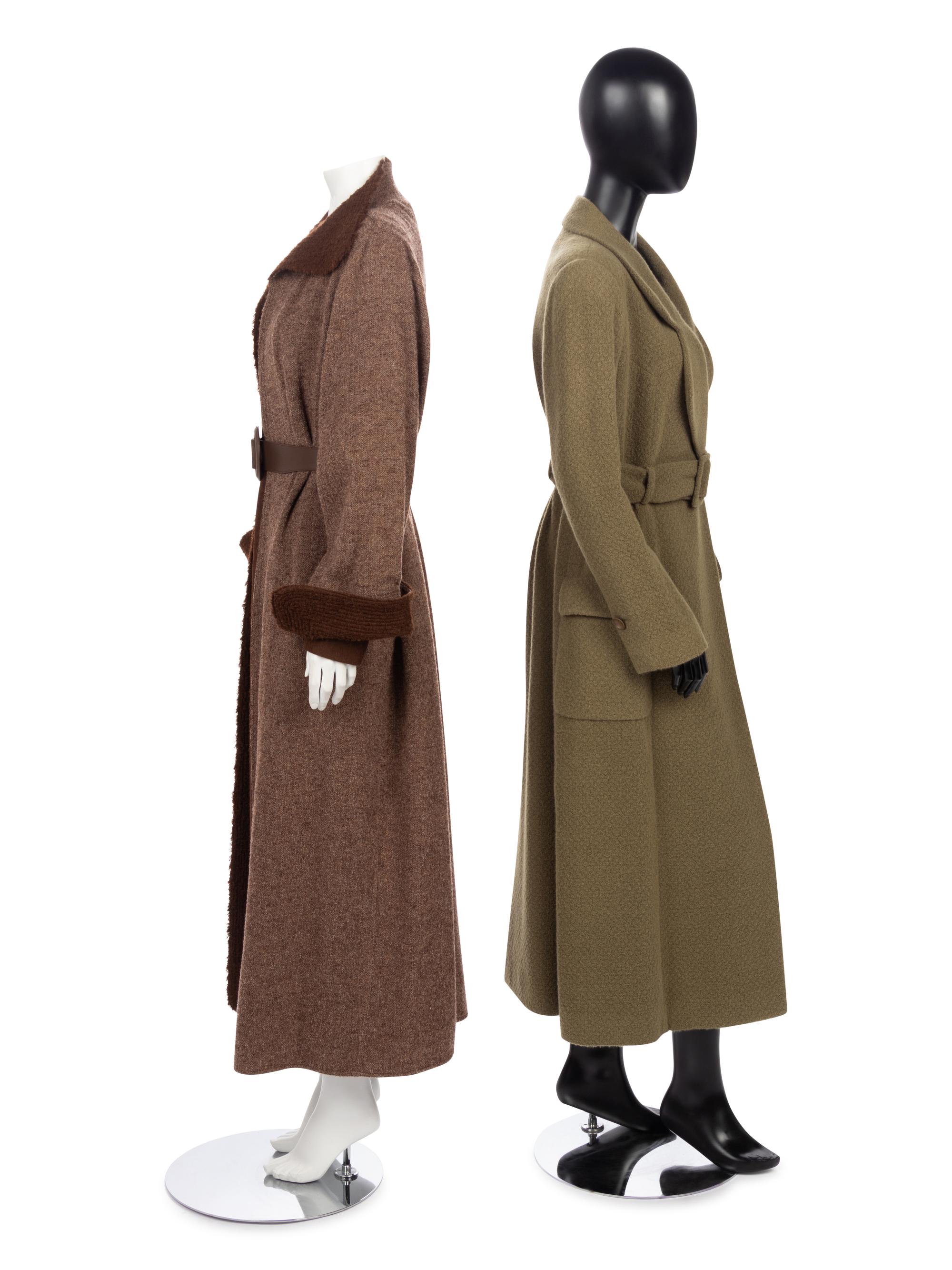 Three Designer Pieces: One Geoffrey Beene Two-Piece Ensemble, One Chloé Belted Angora Coat