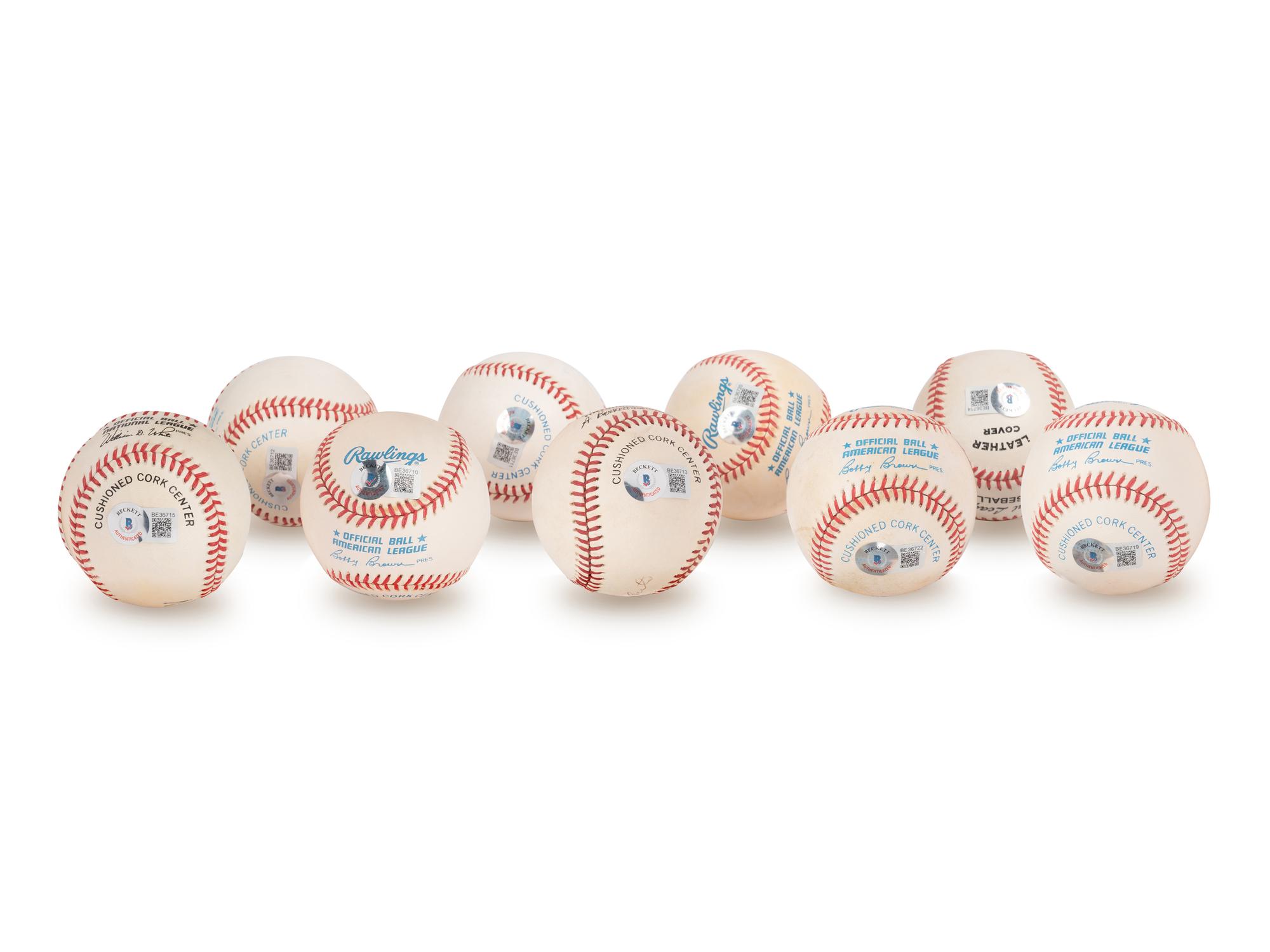 A Group of Nine Hall of Fame Pitcher Signed Autograph Baseballs (Beckett Authentication Services BAS Certified),