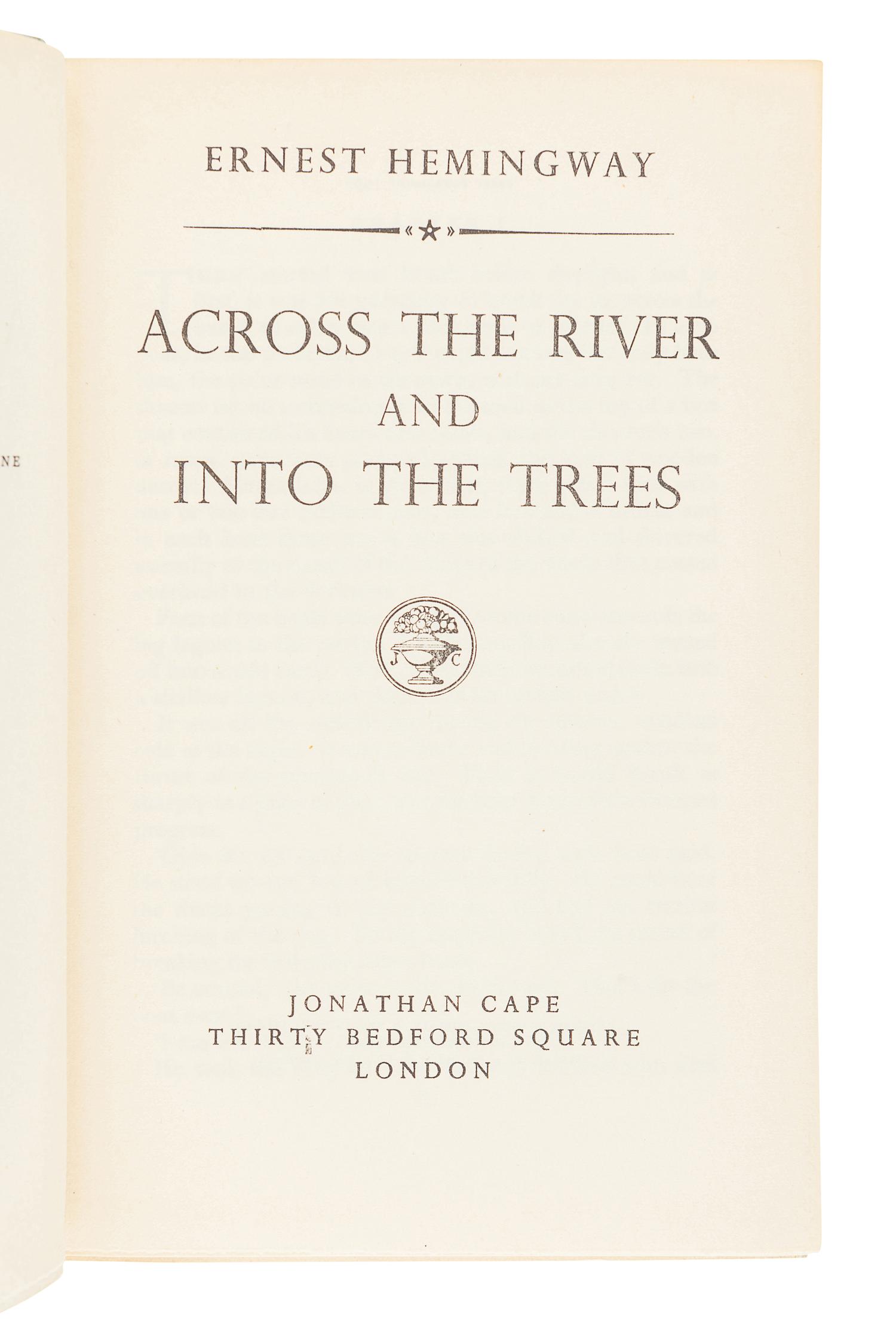 HEMINGWAY, Ernest. A group of 5 FIRST ENGLISH EDITIONS, comprising: