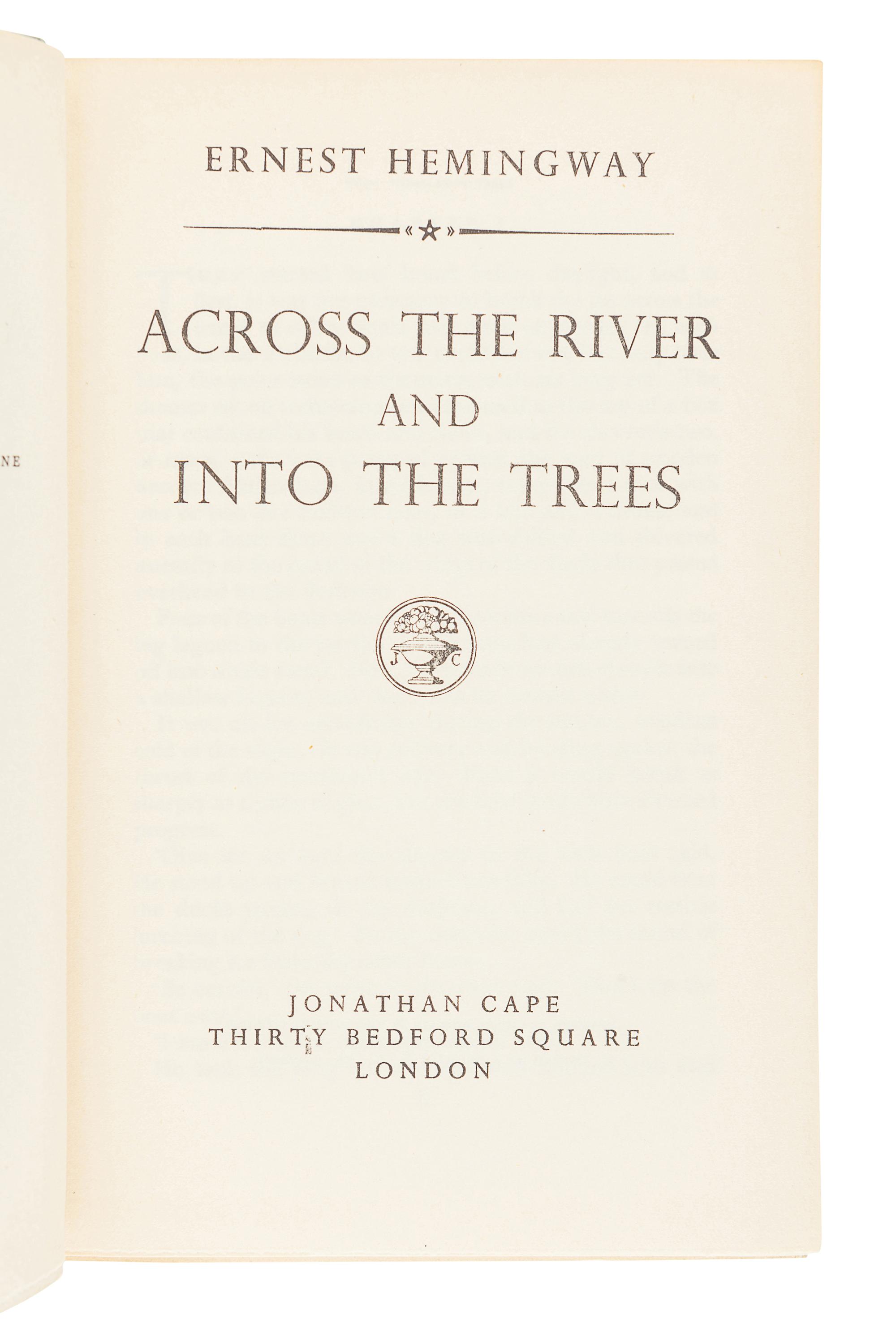 HEMINGWAY, Ernest. A group of 5 FIRST ENGLISH EDITIONS, comprising: