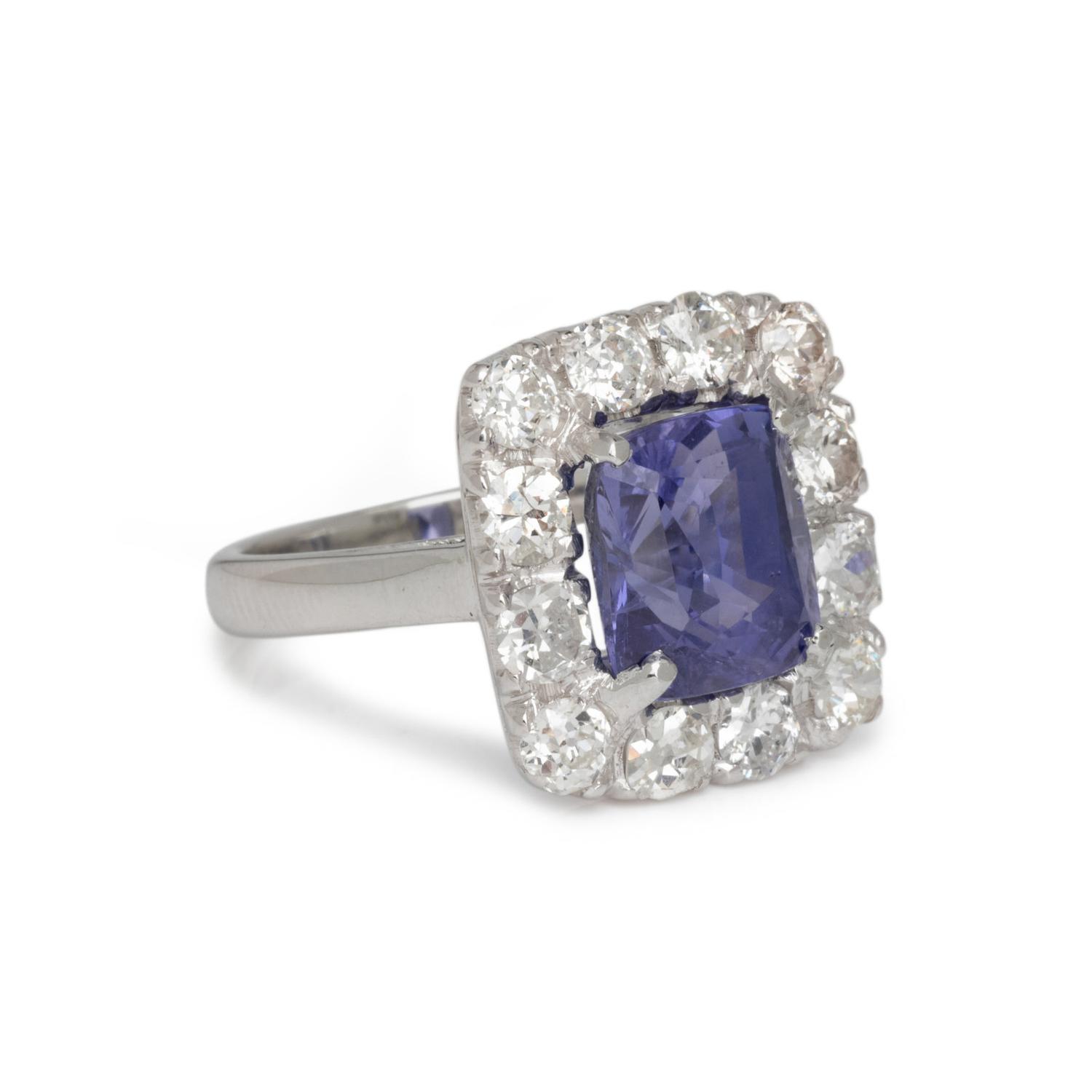 UNHEATED COLOR-SHIFT CEYLON SAPPHIRE AND DIAMOND RING