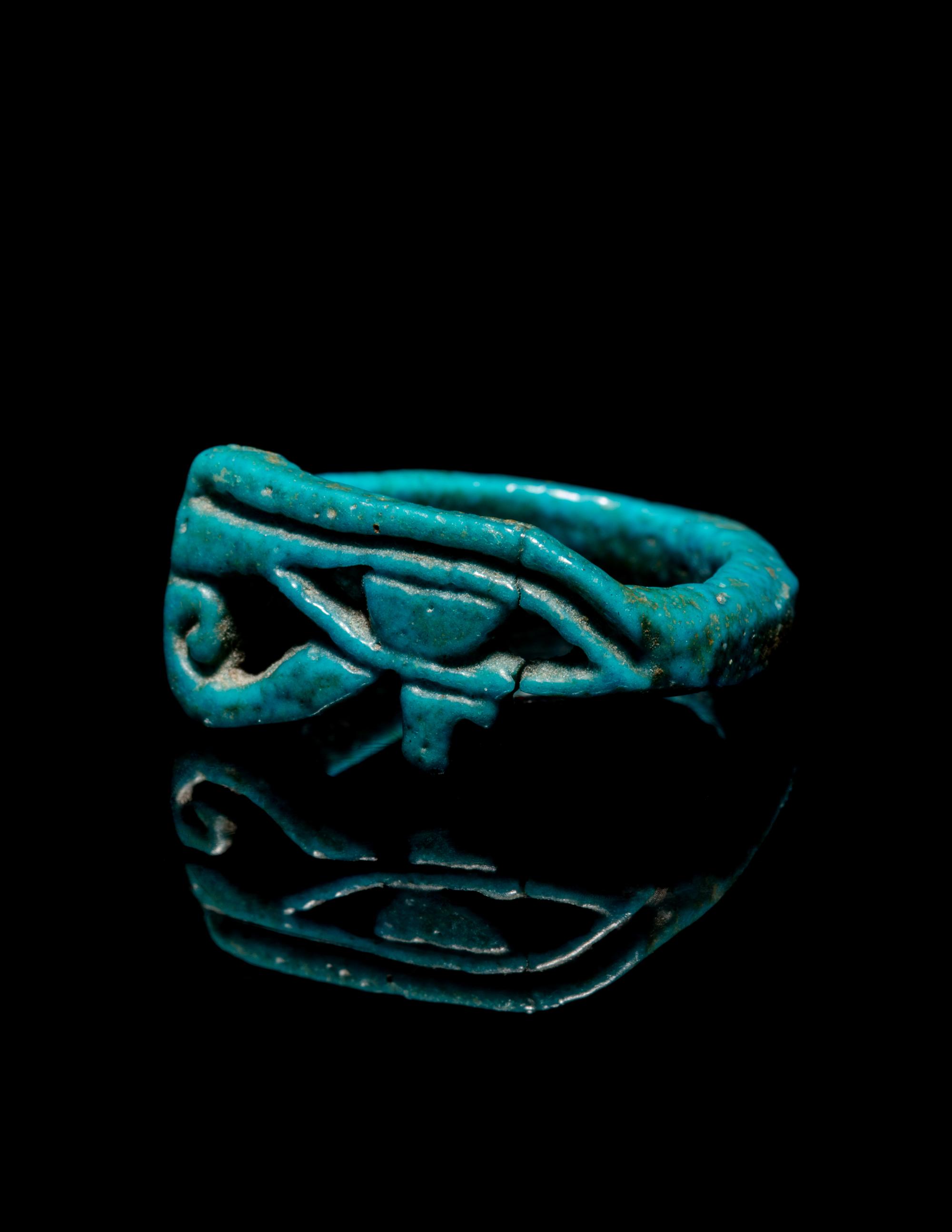 An Egyptian Faience Finger Ring with a Wadjet Eye
