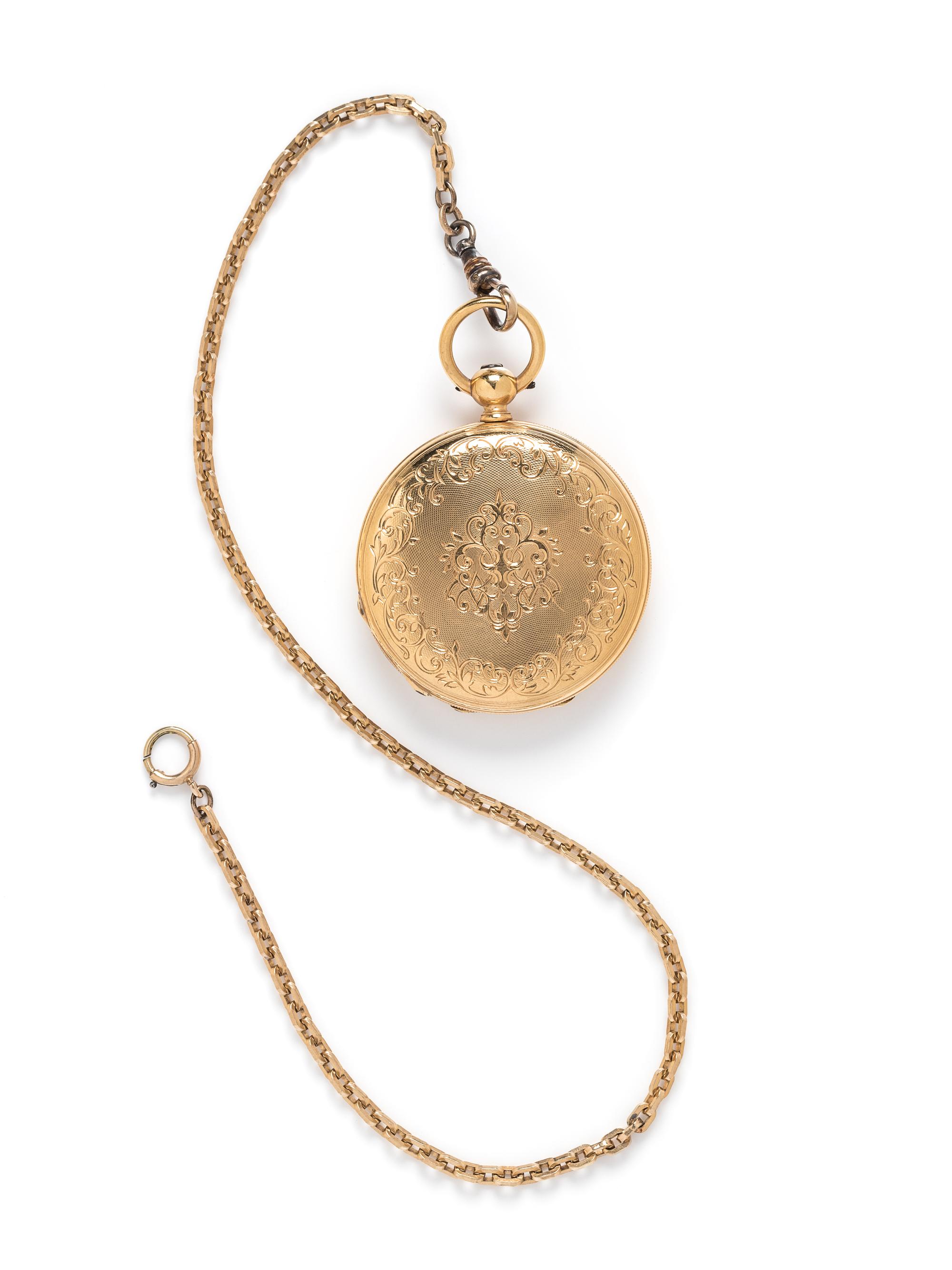 18K YELLOW GOLD HUNTER CASE POCKET WATCH