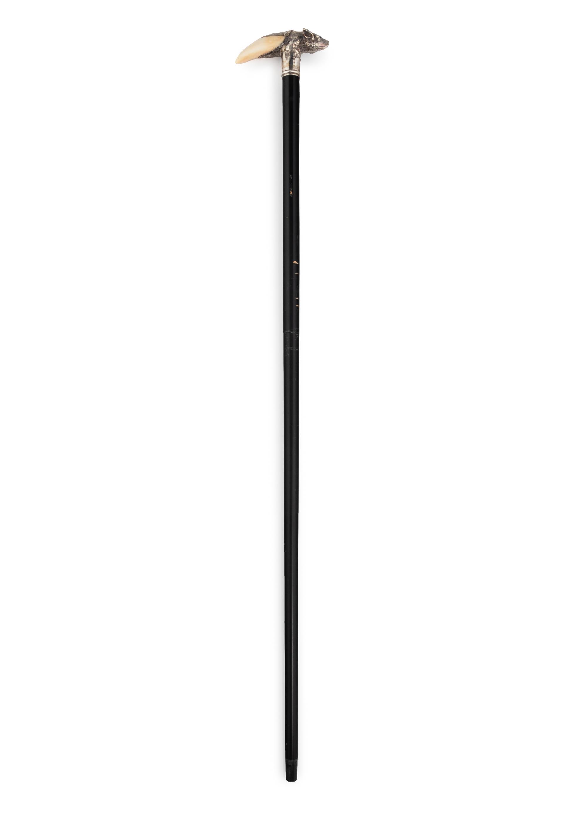 An English Silver Mounted Bat Form Walking Stick