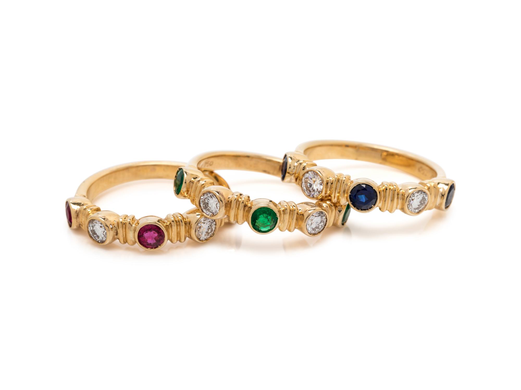 GEMSTONE AND DIAMOND RING SET