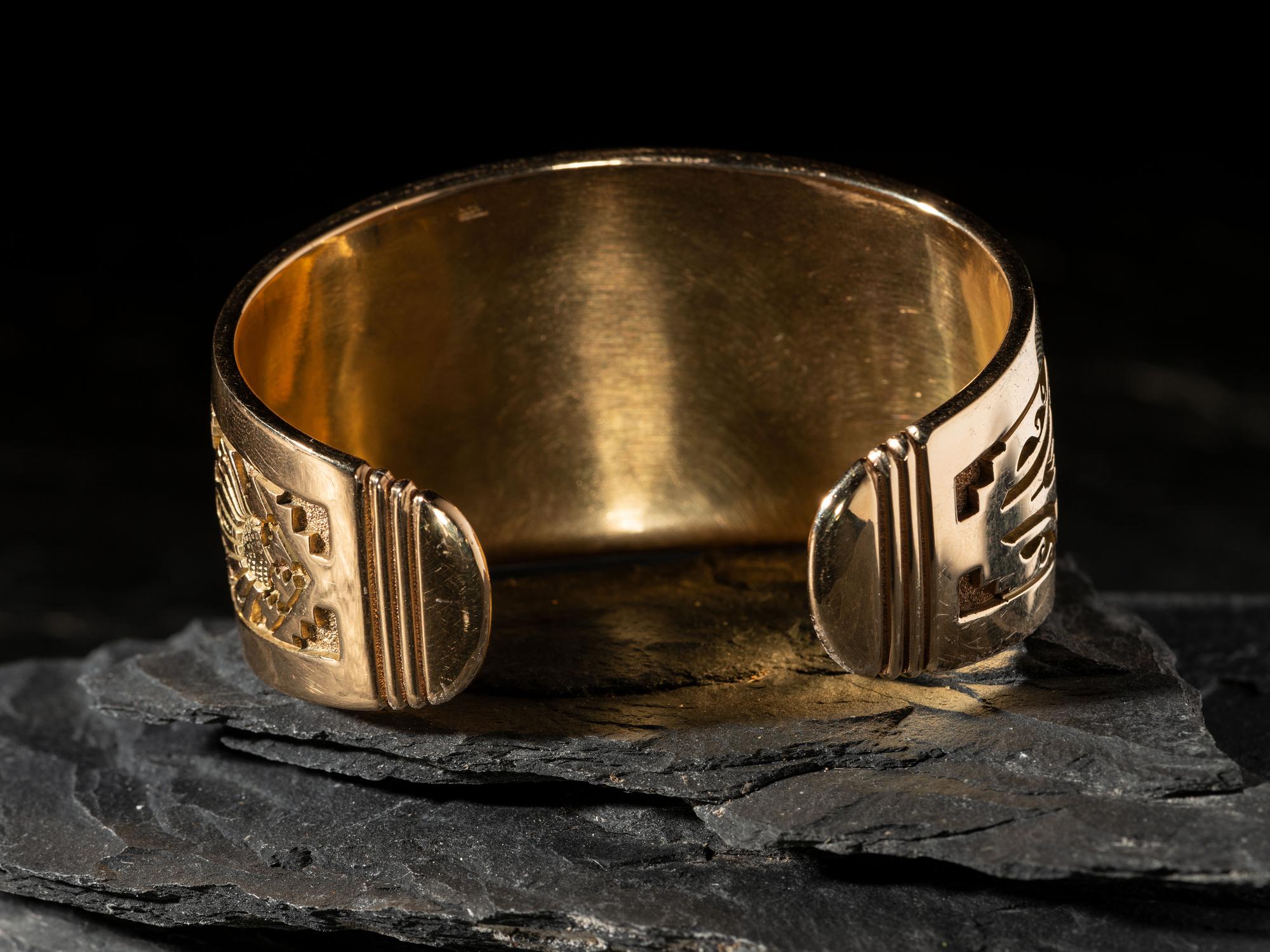 14K Gold and Bisbee Turquoise Cuff Bracelet