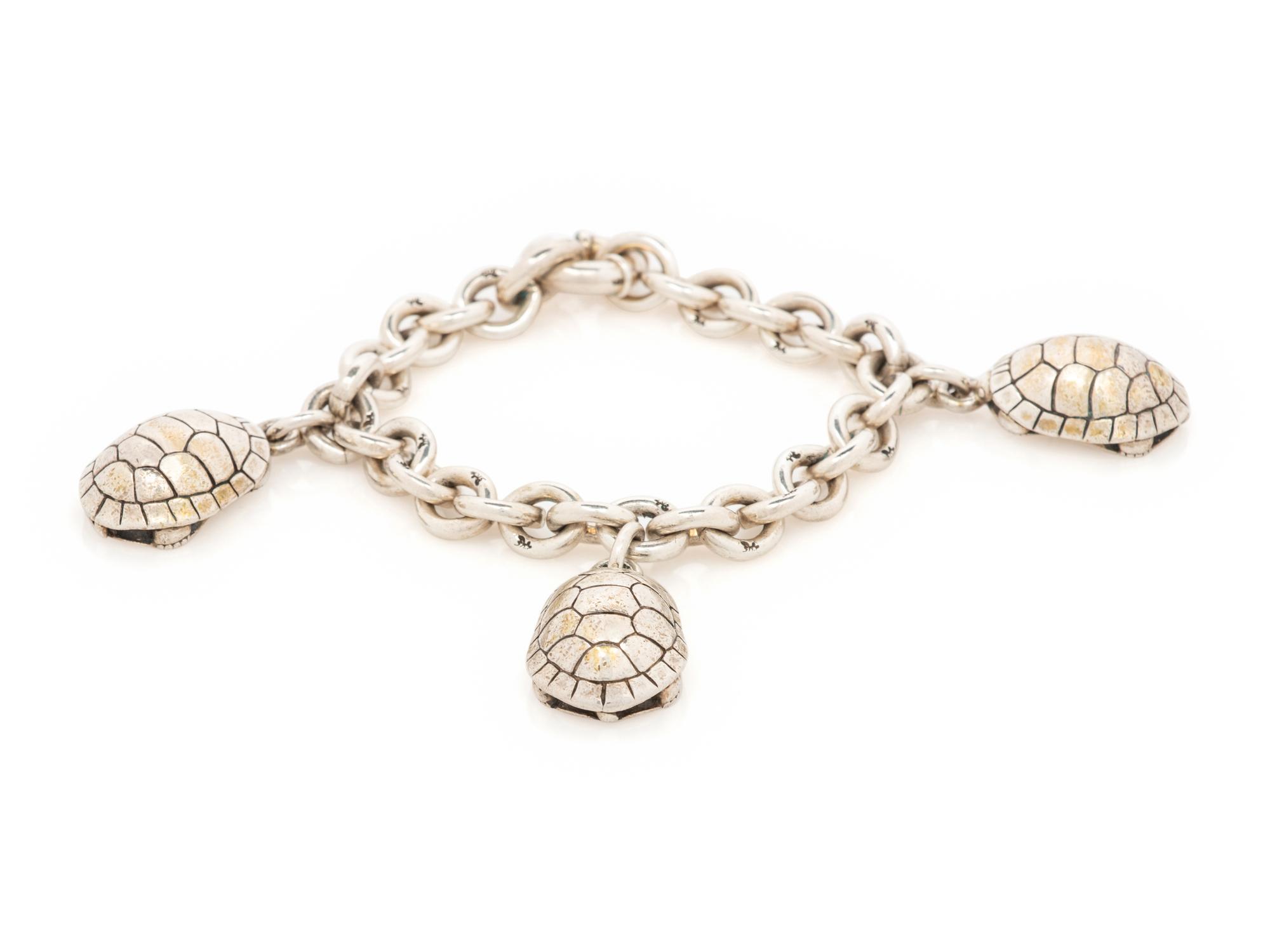 Kieselstein-Cord Sterling Silver Turtle Charm Bracelet, 1996