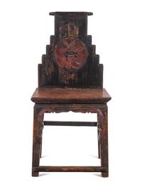 A Chinese Mixed Wood Polychrome Lacquered Side Chair