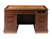A Directoire Style Brass Mounted Mahogany Pedestal Desk