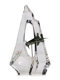 A Steuben Glass and Enameled Silver Blue Marlin Sculpture