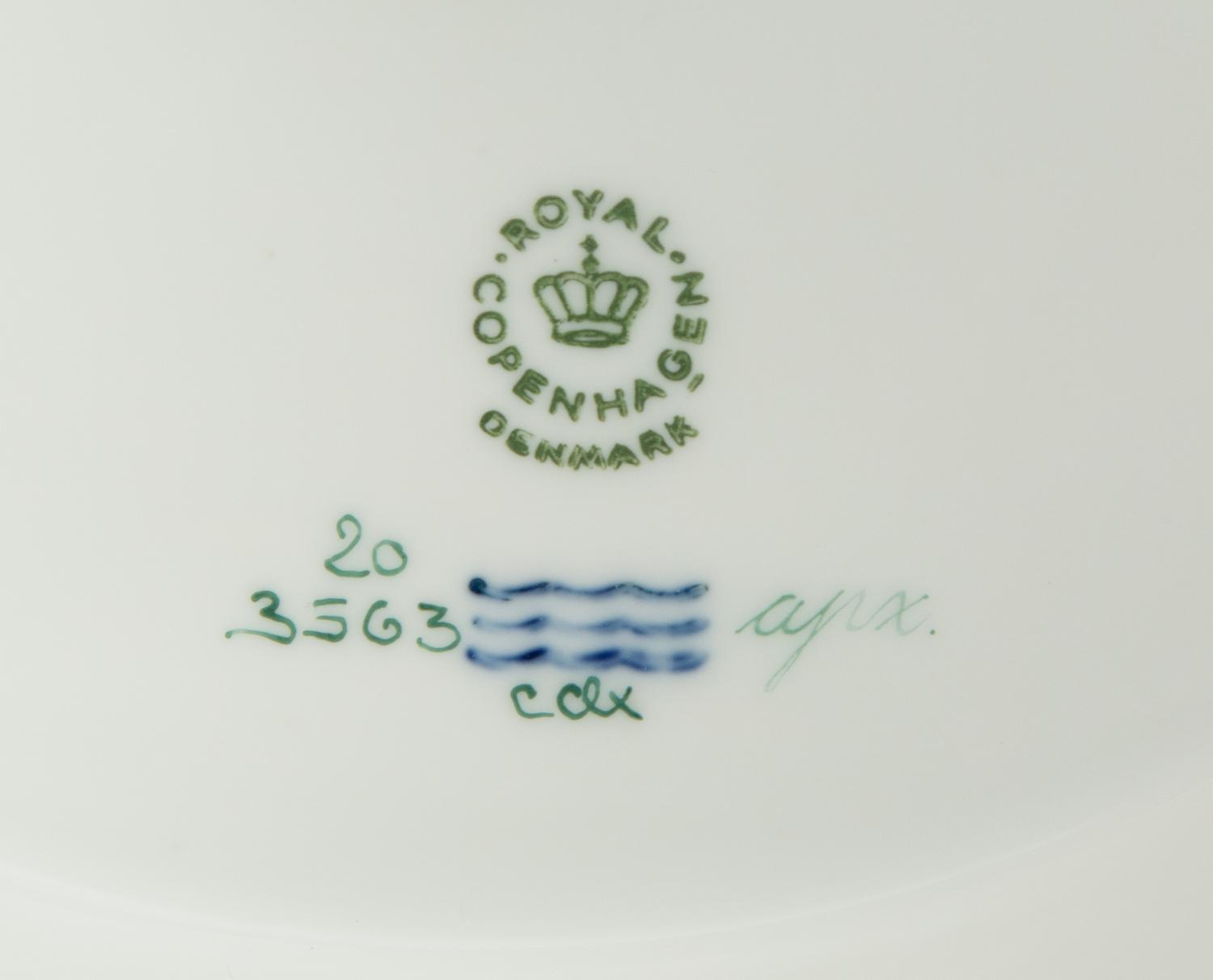 A Royal Copenhagen Flora Danica Porcelain Round Covered Tureen on Stand