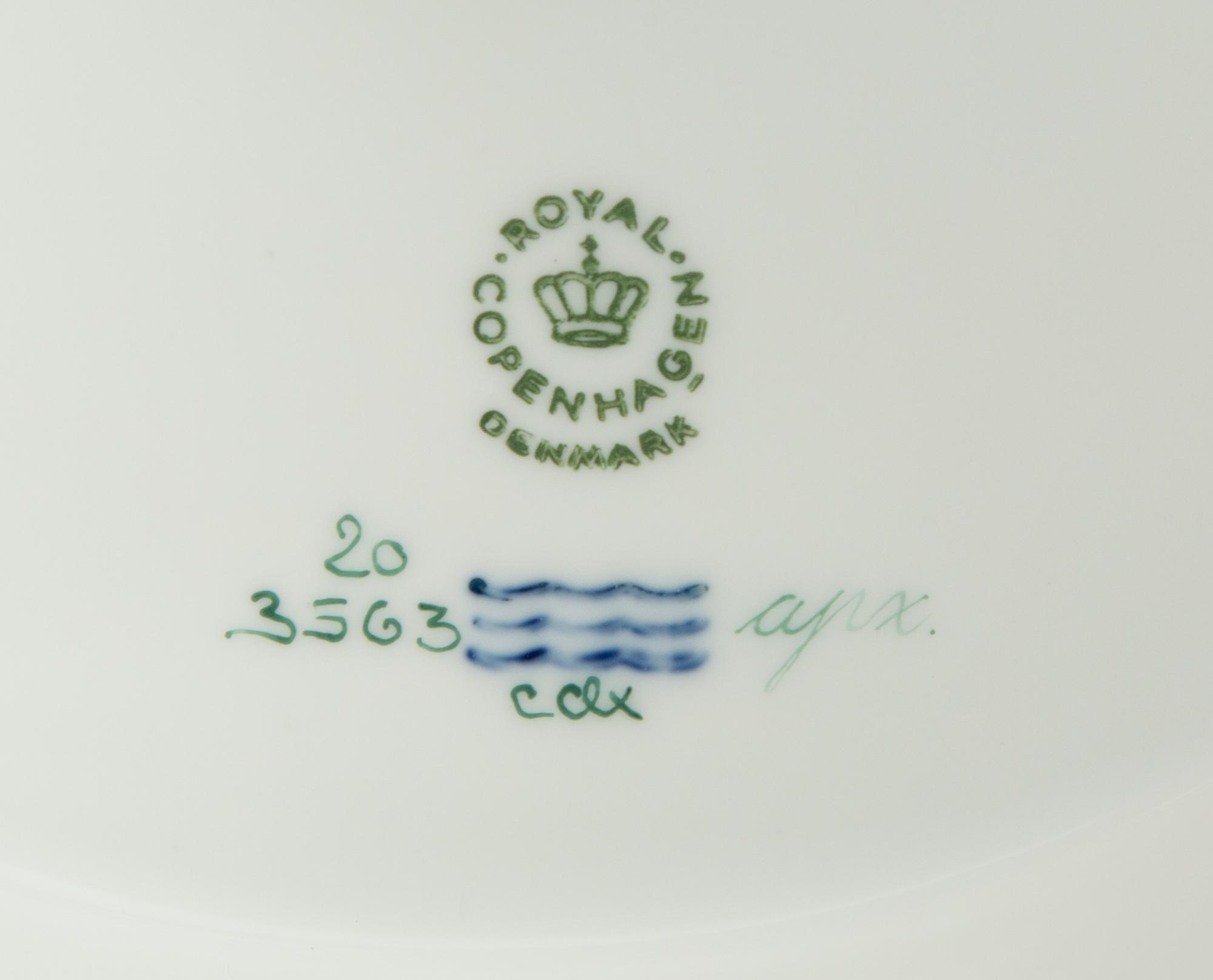 A Royal Copenhagen Flora Danica Porcelain Round Covered Tureen on Stand