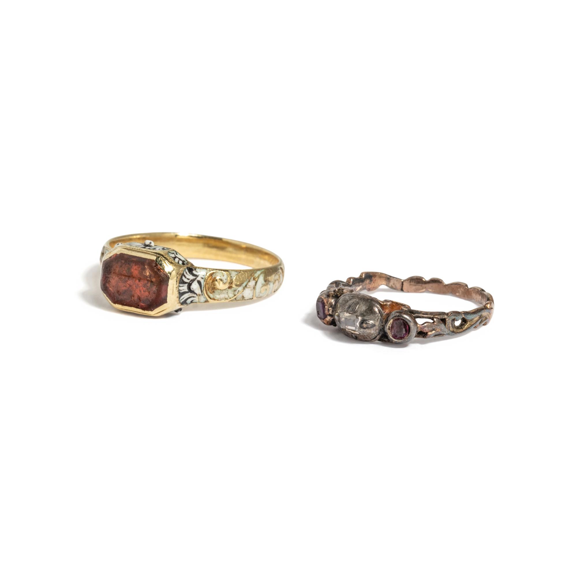 ANTIQUE, TWO MULTIGEM RINGS