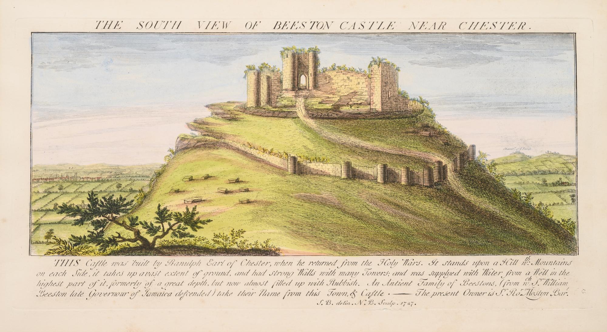 A Set of Eight English Architectural Engravings with Hand-Coloring
