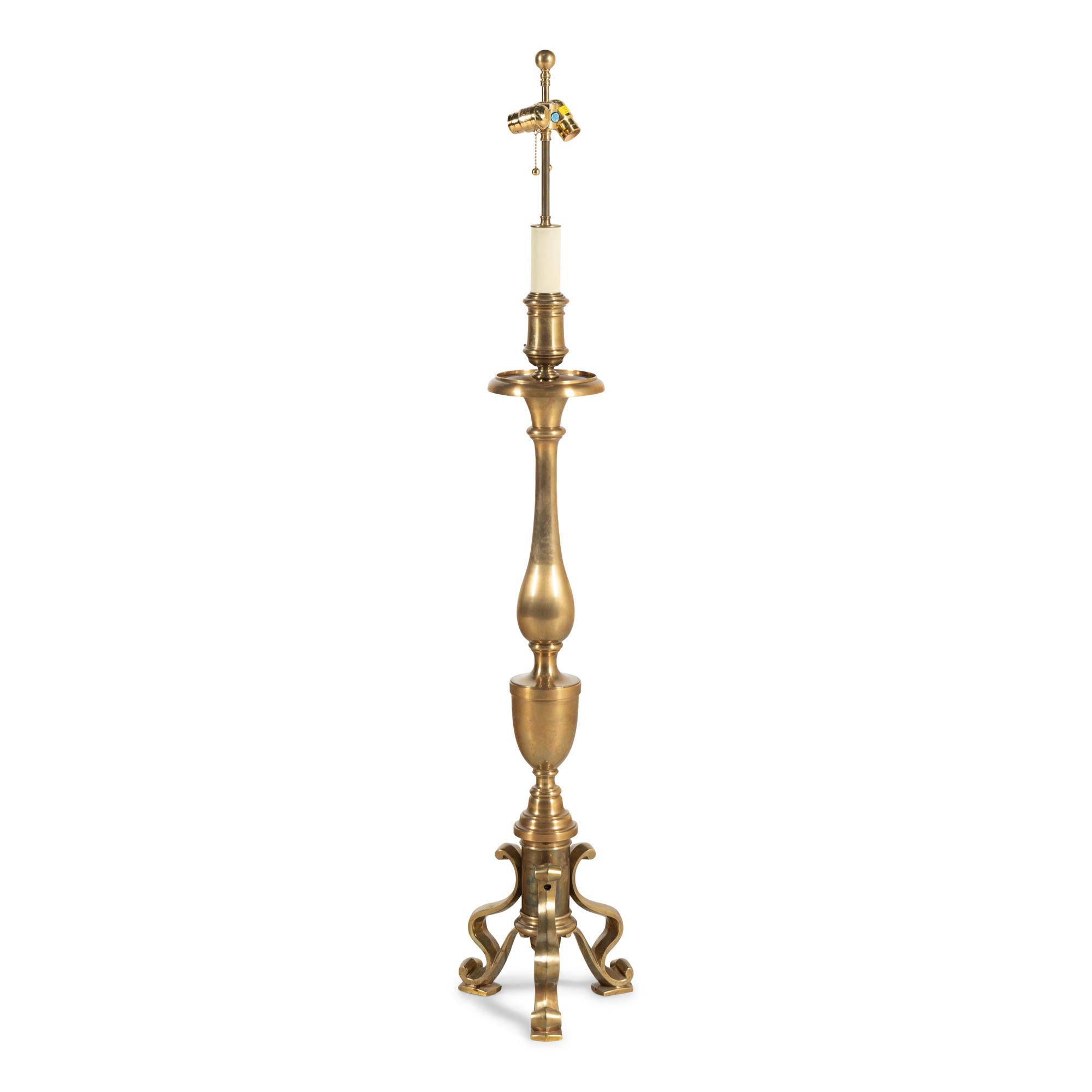 A Baroque Style Brass Floor Lamp