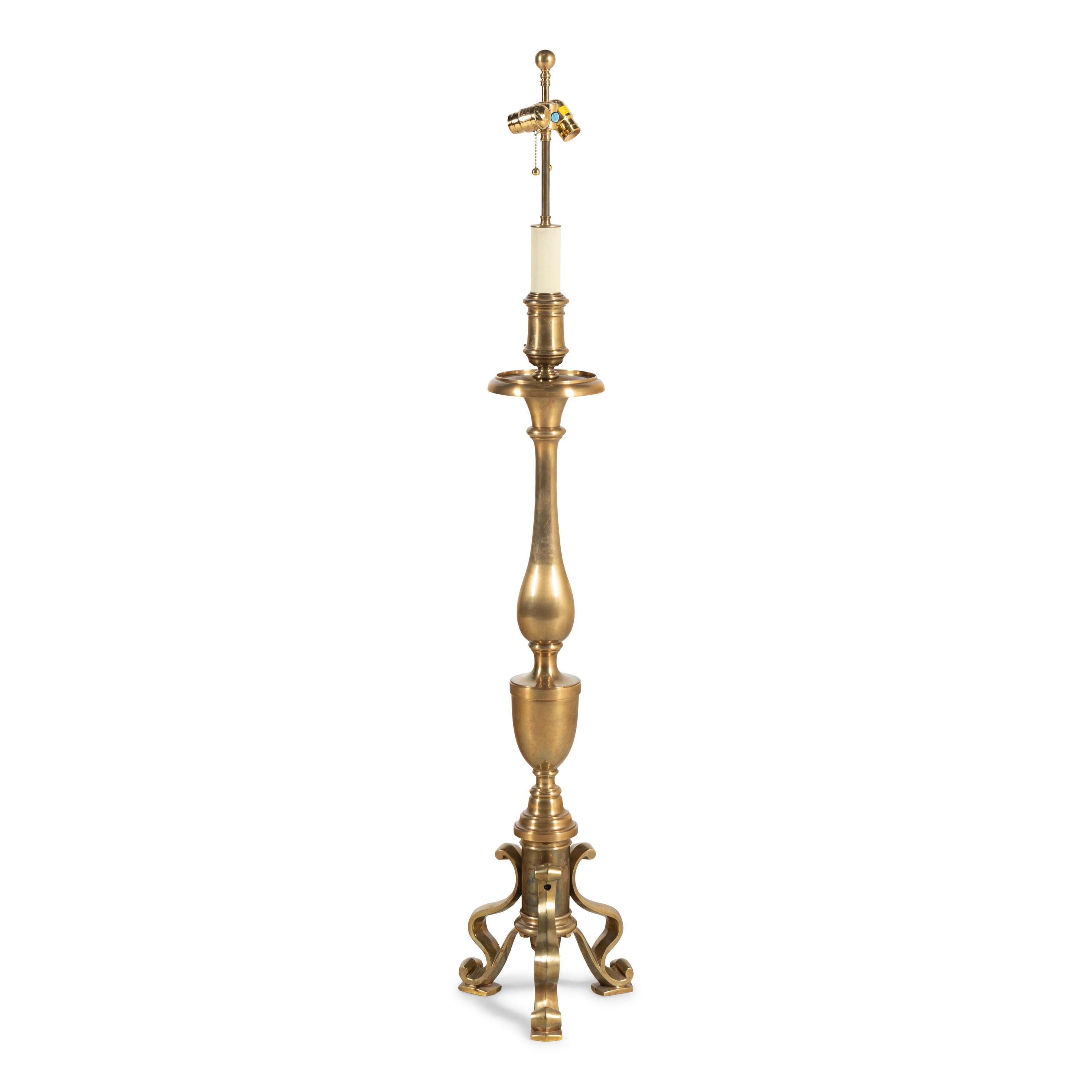 A Baroque Style Brass Floor Lamp