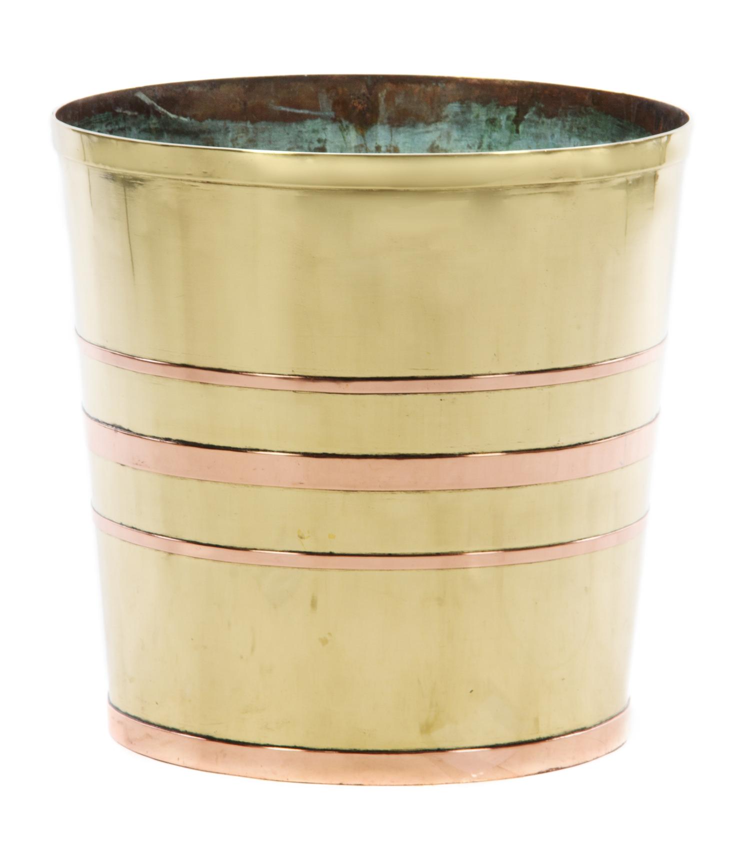 An English Brass Jardiniere Height 18 x diameter 17 1/2 inches. — 19TH CENTURY