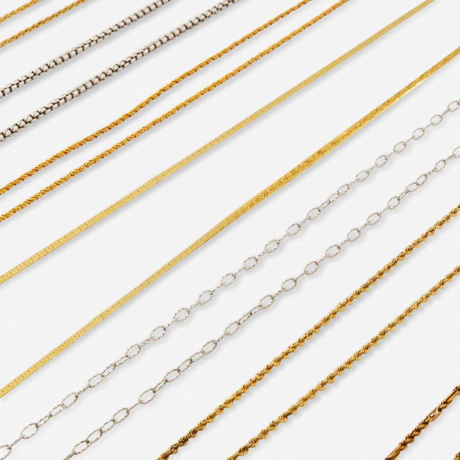 A Miscellaneous Collection of Gold Fashion Necklaces