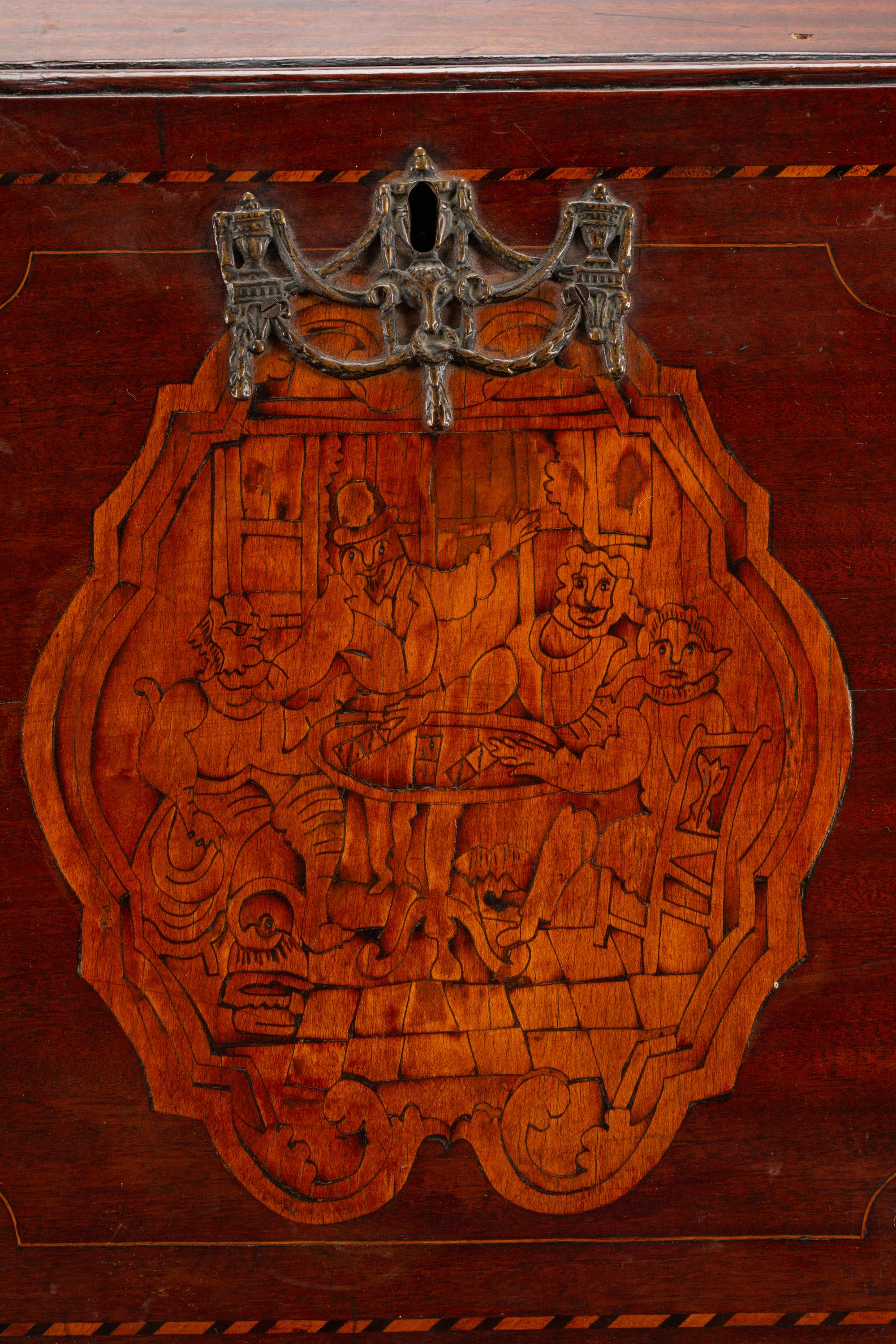 A Dutch Rococo Style Marquetry Slant-Front Desk — 19TH CENTURY