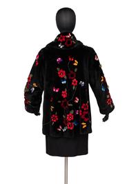 Zuki Sheared Beaver Jacket with Mink Intarsia, 1980-90s
