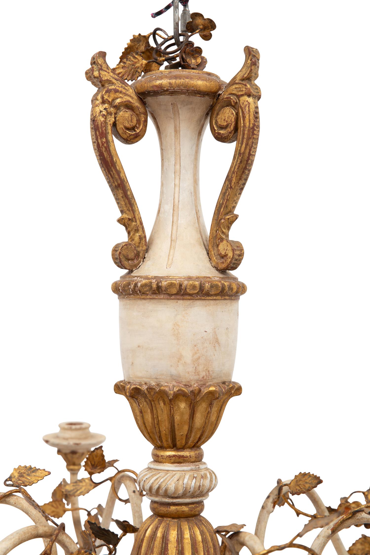 An Italian Parcel Giltwood and Tole Chandelier