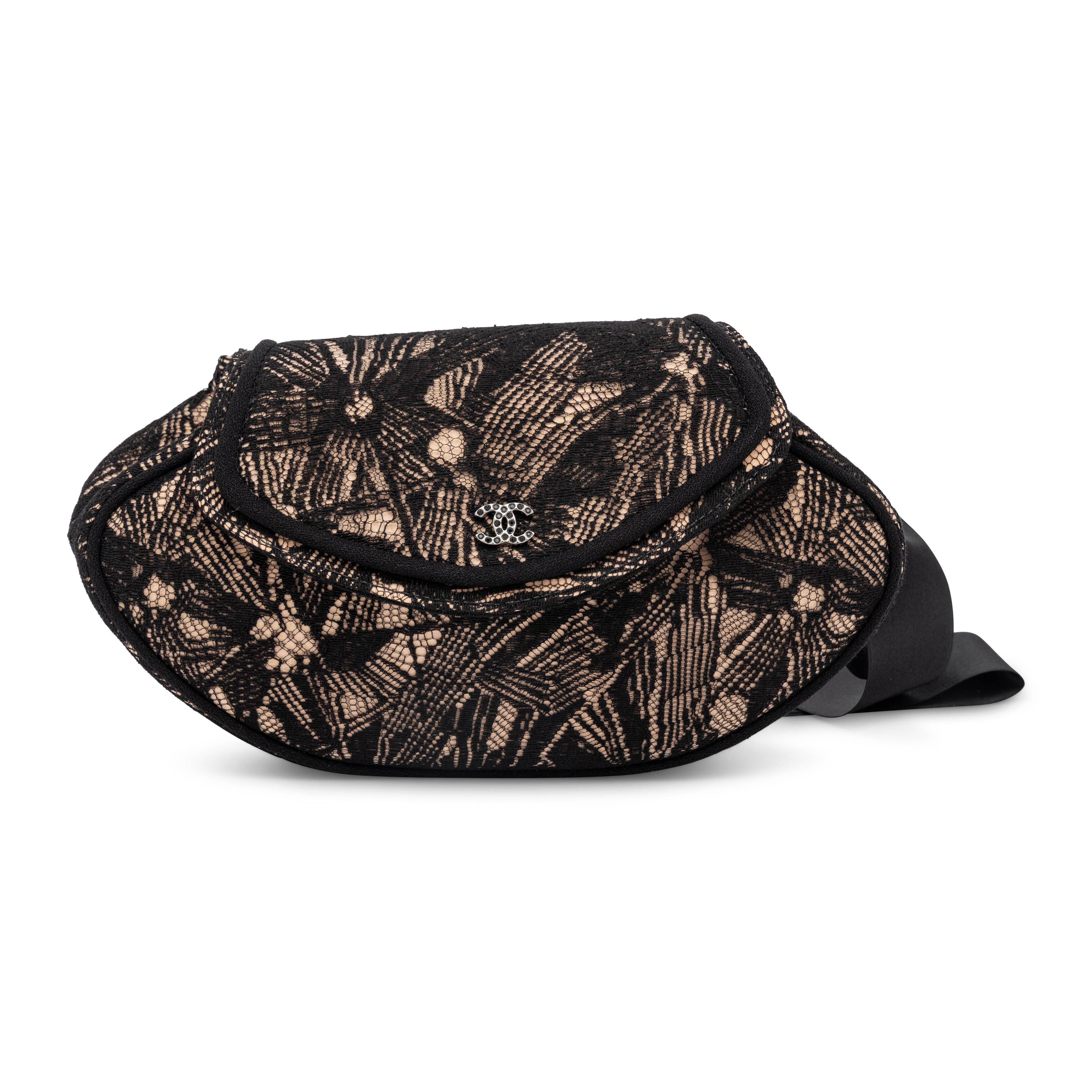 Chanel, Black Lace & Ribbon Evening Clutch