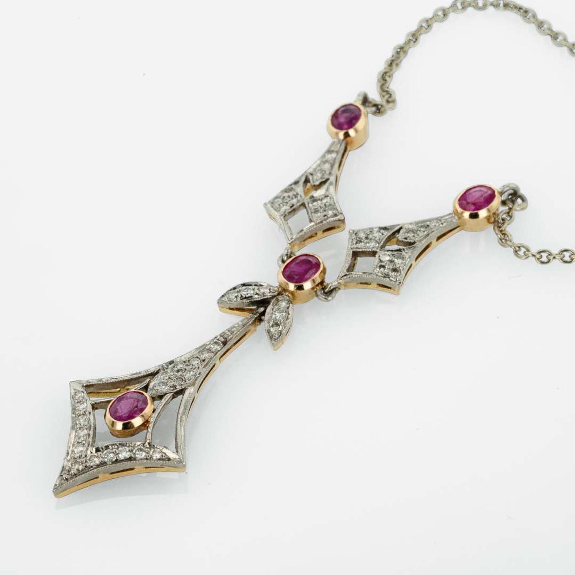 A Ruby, Diamond, and 18K Gold Necklace