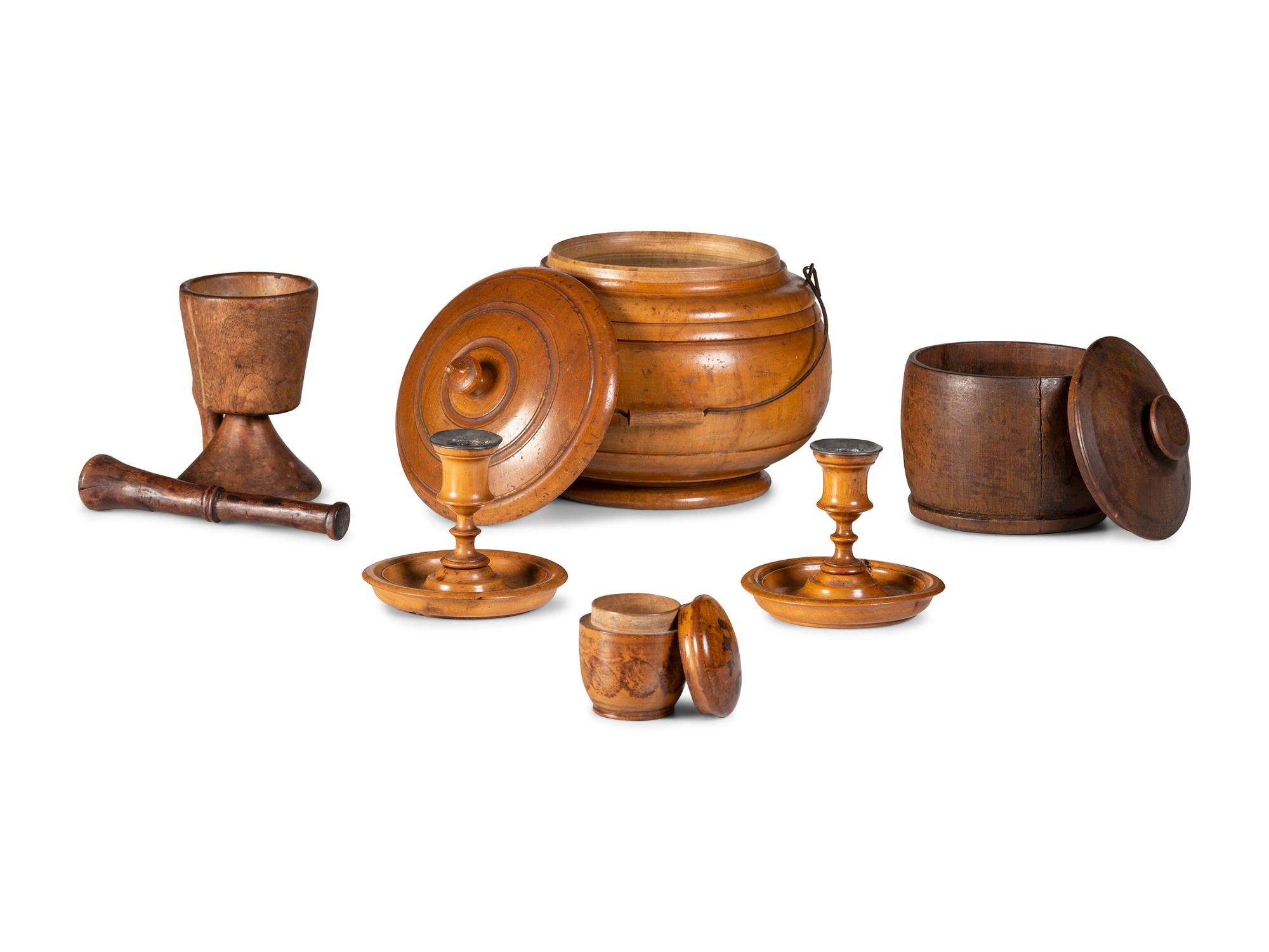 A Group of Turned Treenware Articles