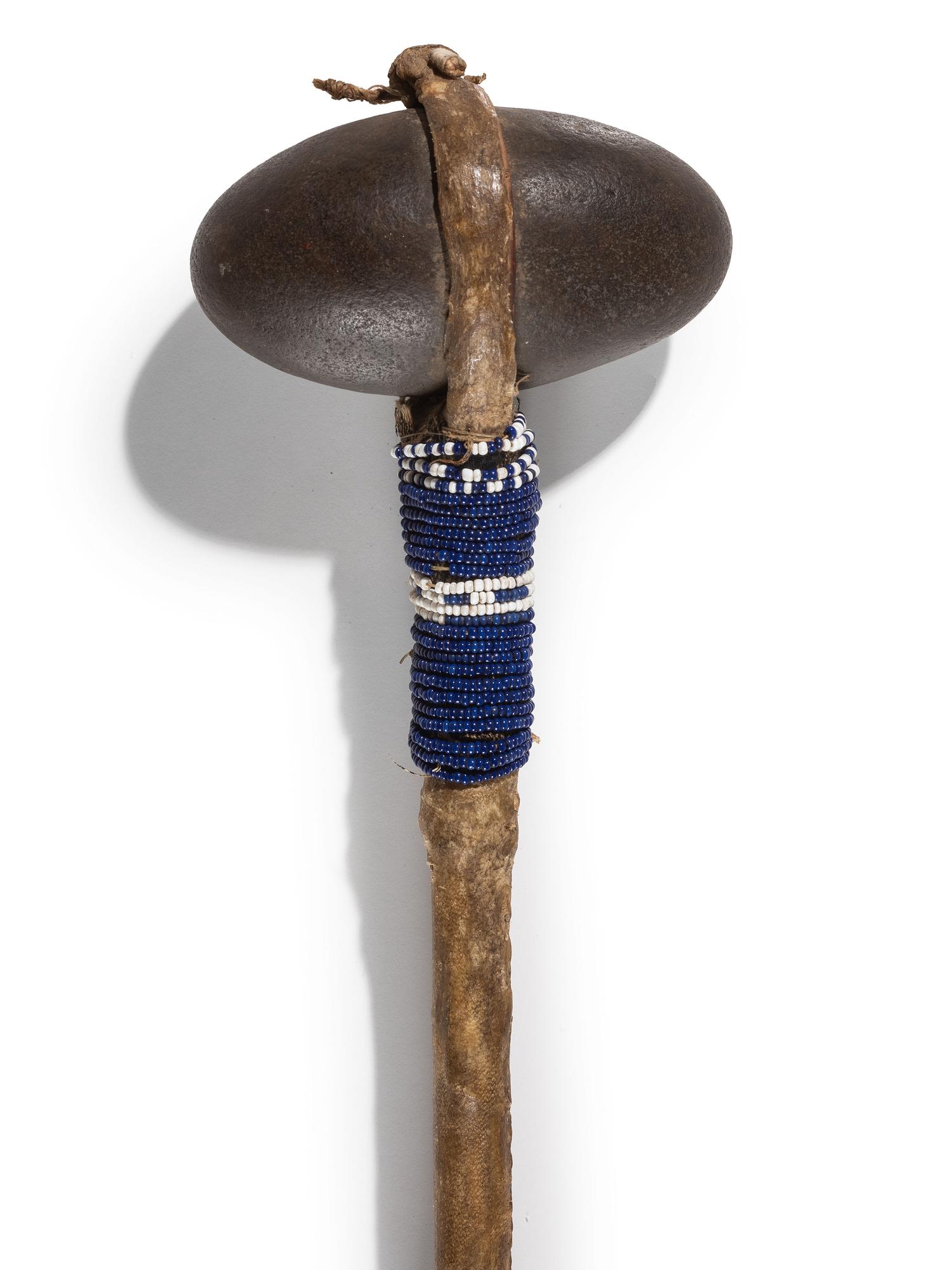 Plains Stone Club, with Beaded Handle