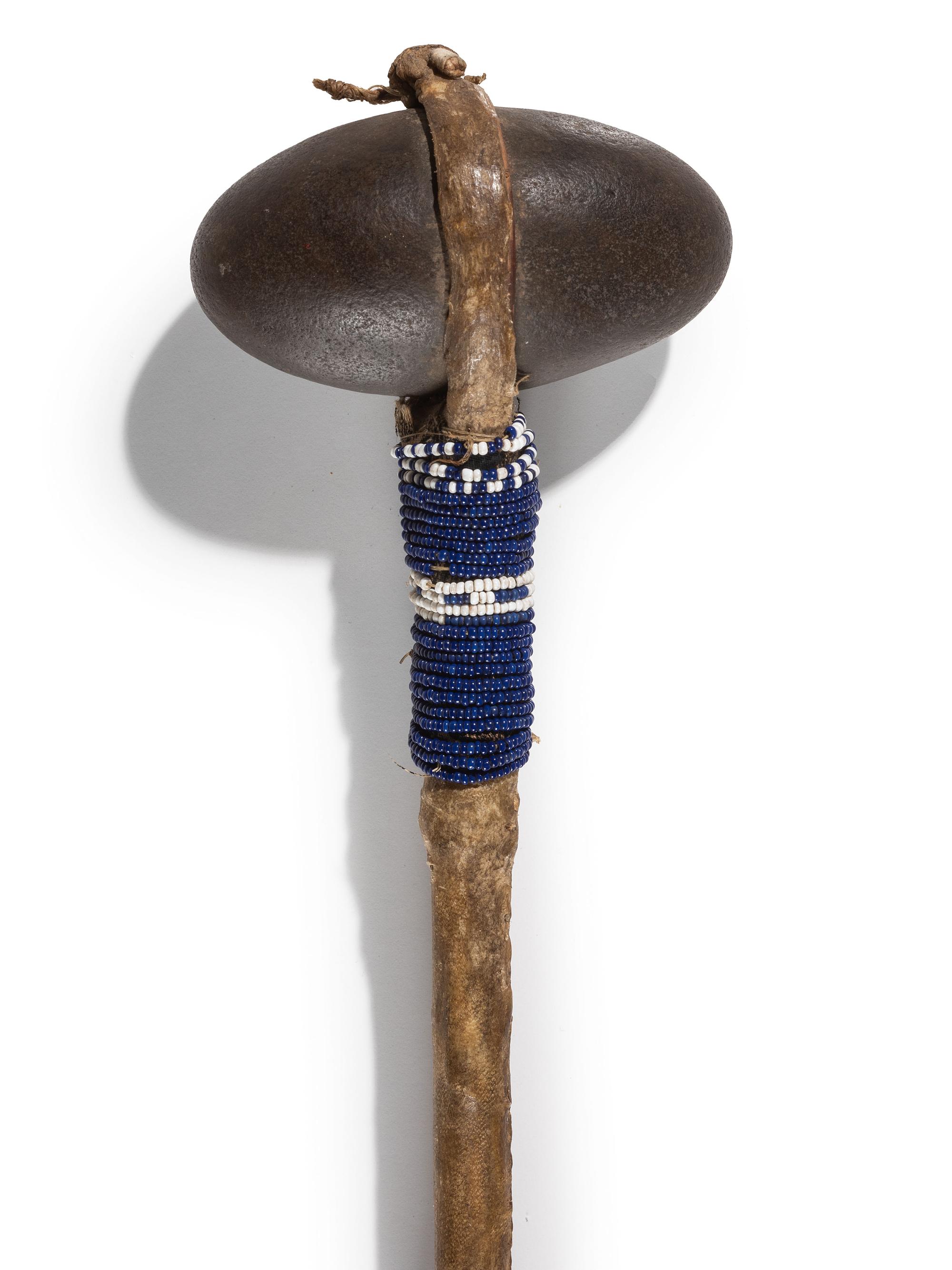 Plains Stone Club, with Beaded Handle