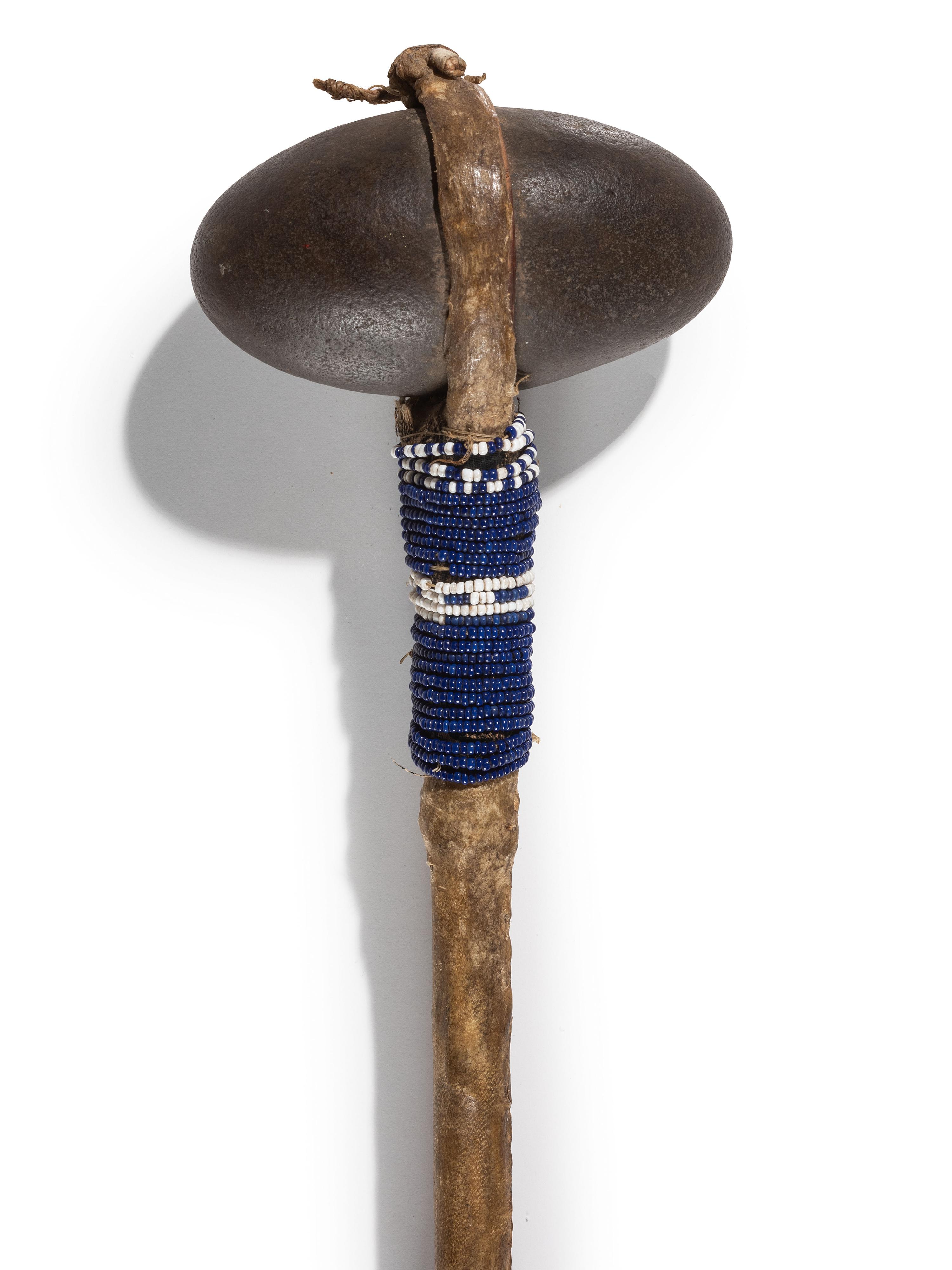 Plains Stone Club, with Beaded Handle
