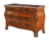 A Régence Style Rosewood-Banded Walnut Marble-Top Commode
