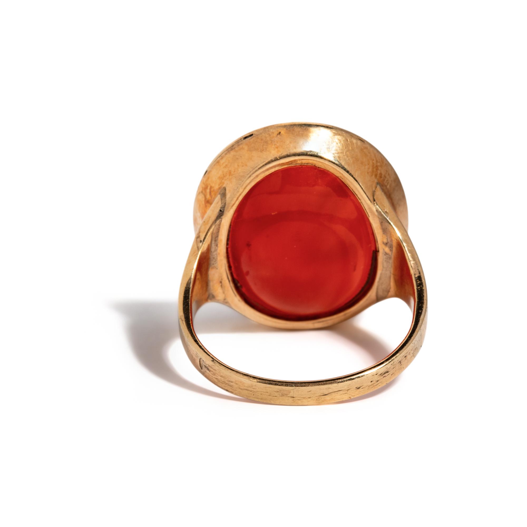 A Neoclassical Gold and Carnelian Finger Ring with a Portrait Bust of Homer