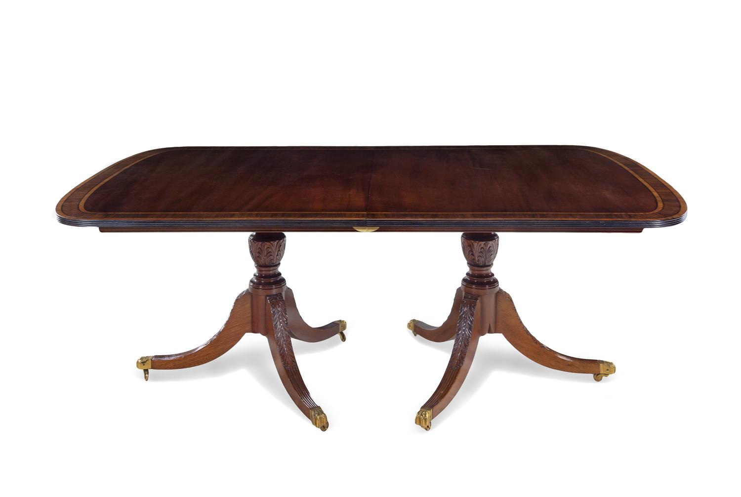 A George III Style Mahogany Double-Pedestal Dining Table